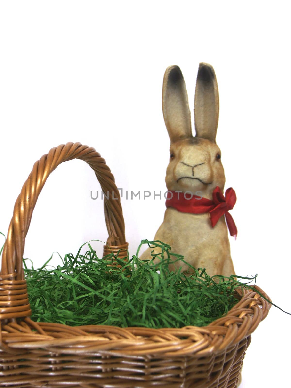 EASTER,RABBIT WITH BASKET with EASTER GRASS
