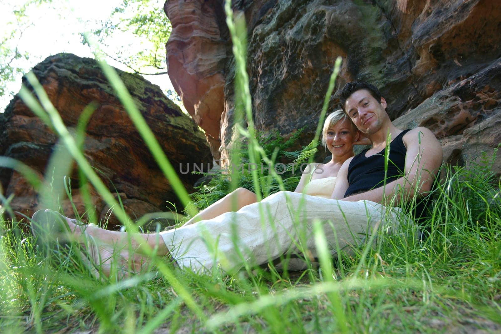 Couple in love in the countryside