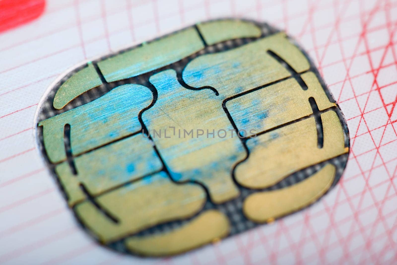 Severely worn money chip on card