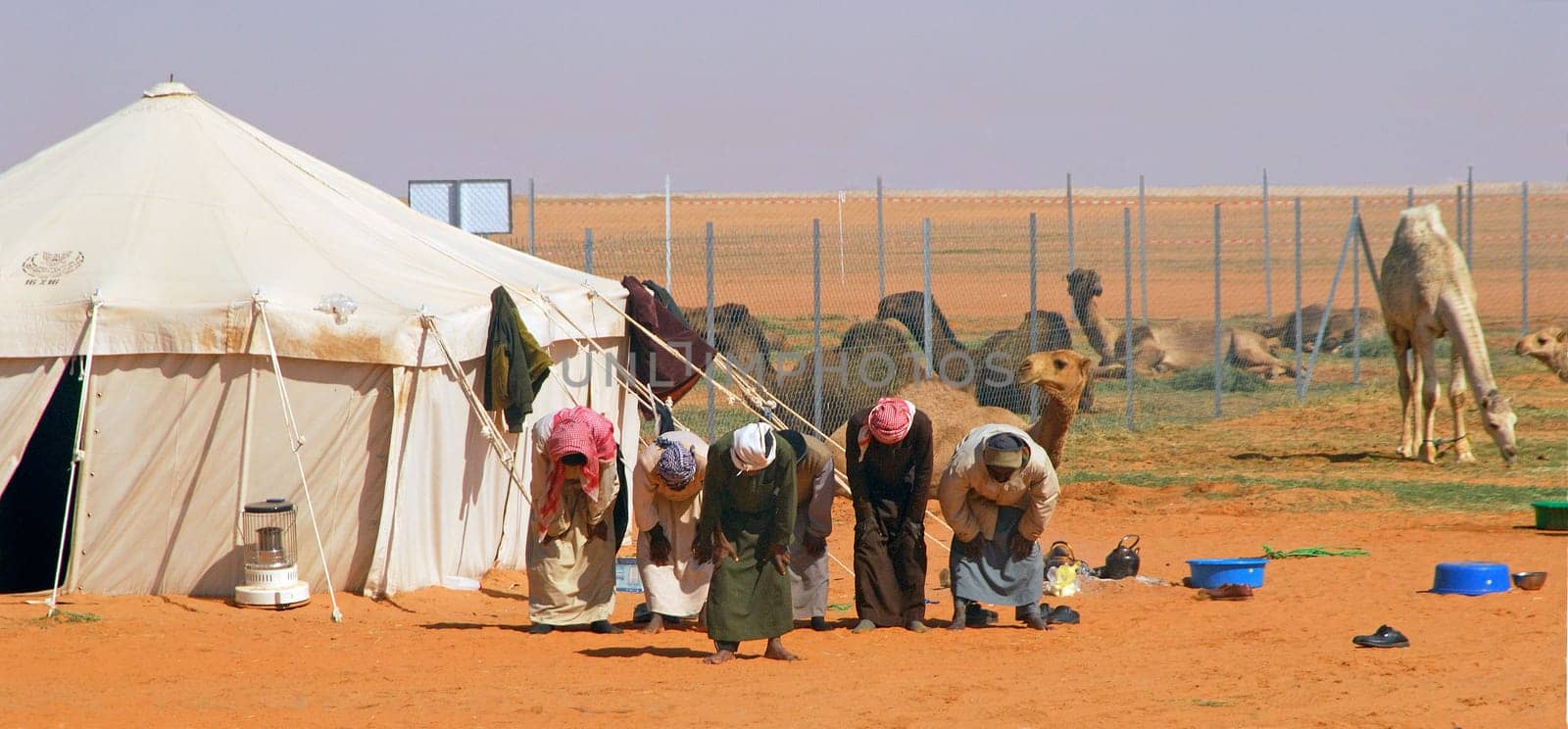 Prayer time in Tanath,in the middle of the desert,170km north. from Riyadh,Saudi Arabia.