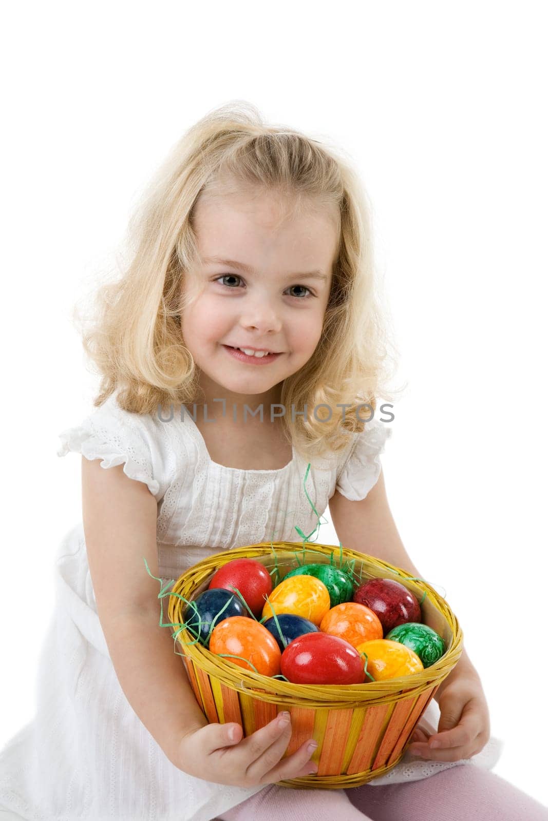 Girl with Easter eggs