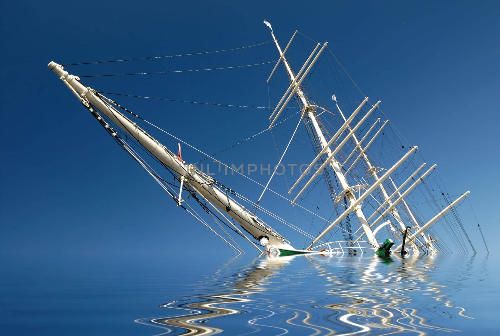 Sailing ship in sinking