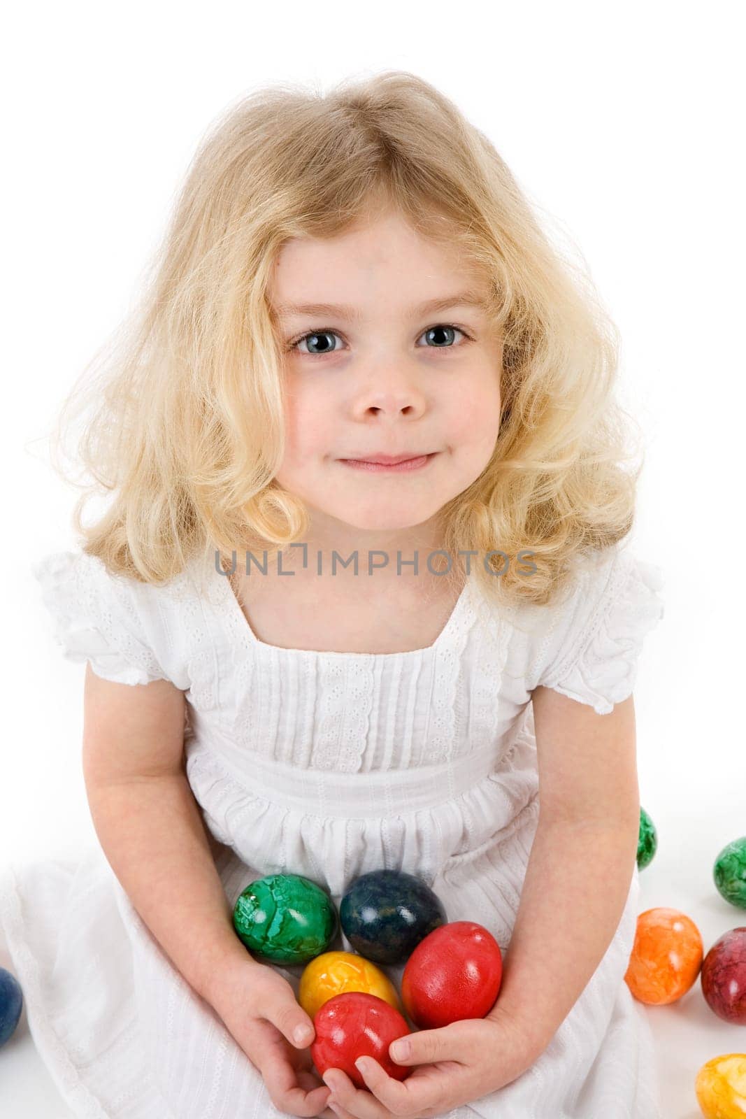 Girl with Easter eggs