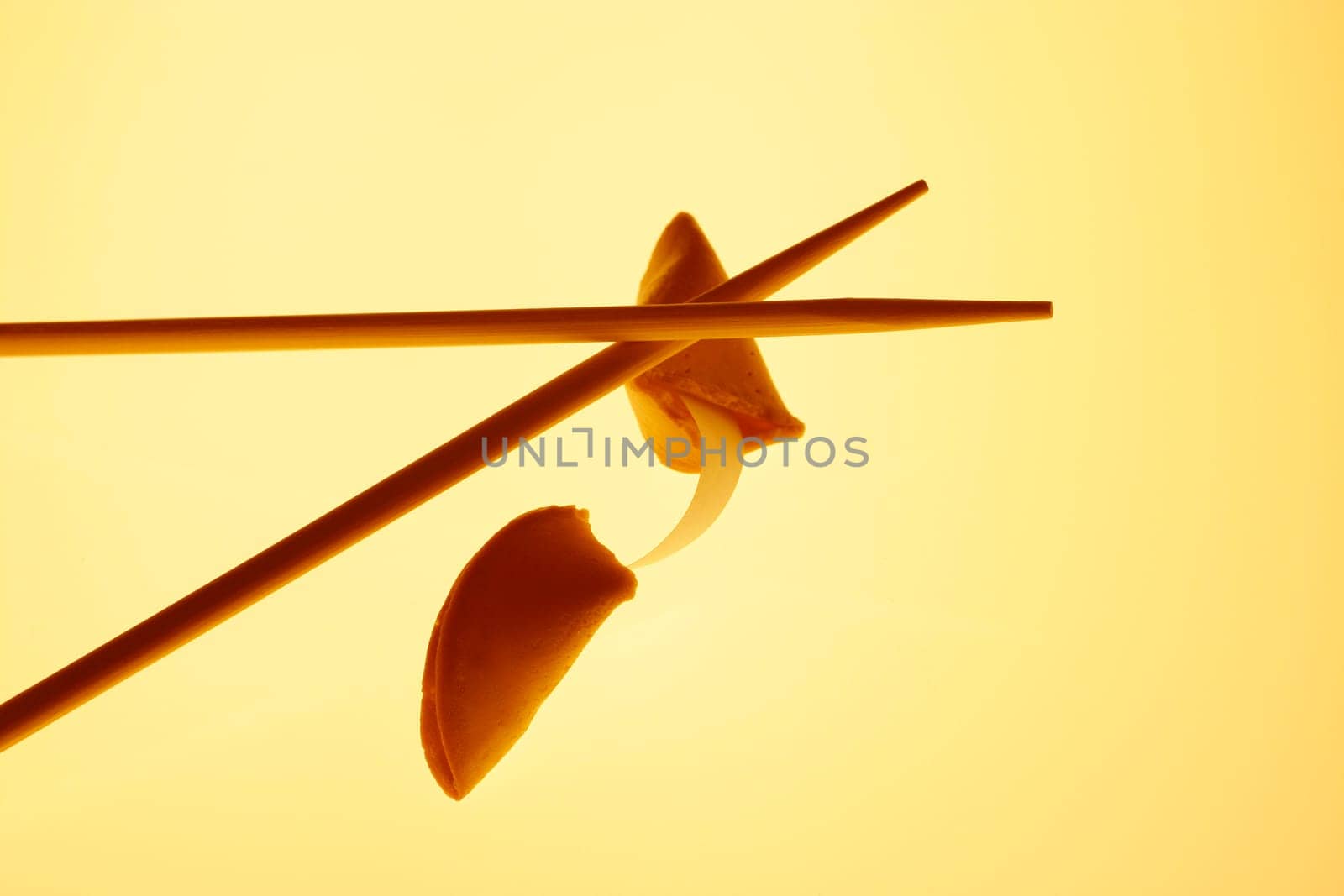 Fortune cookie with chopsticks