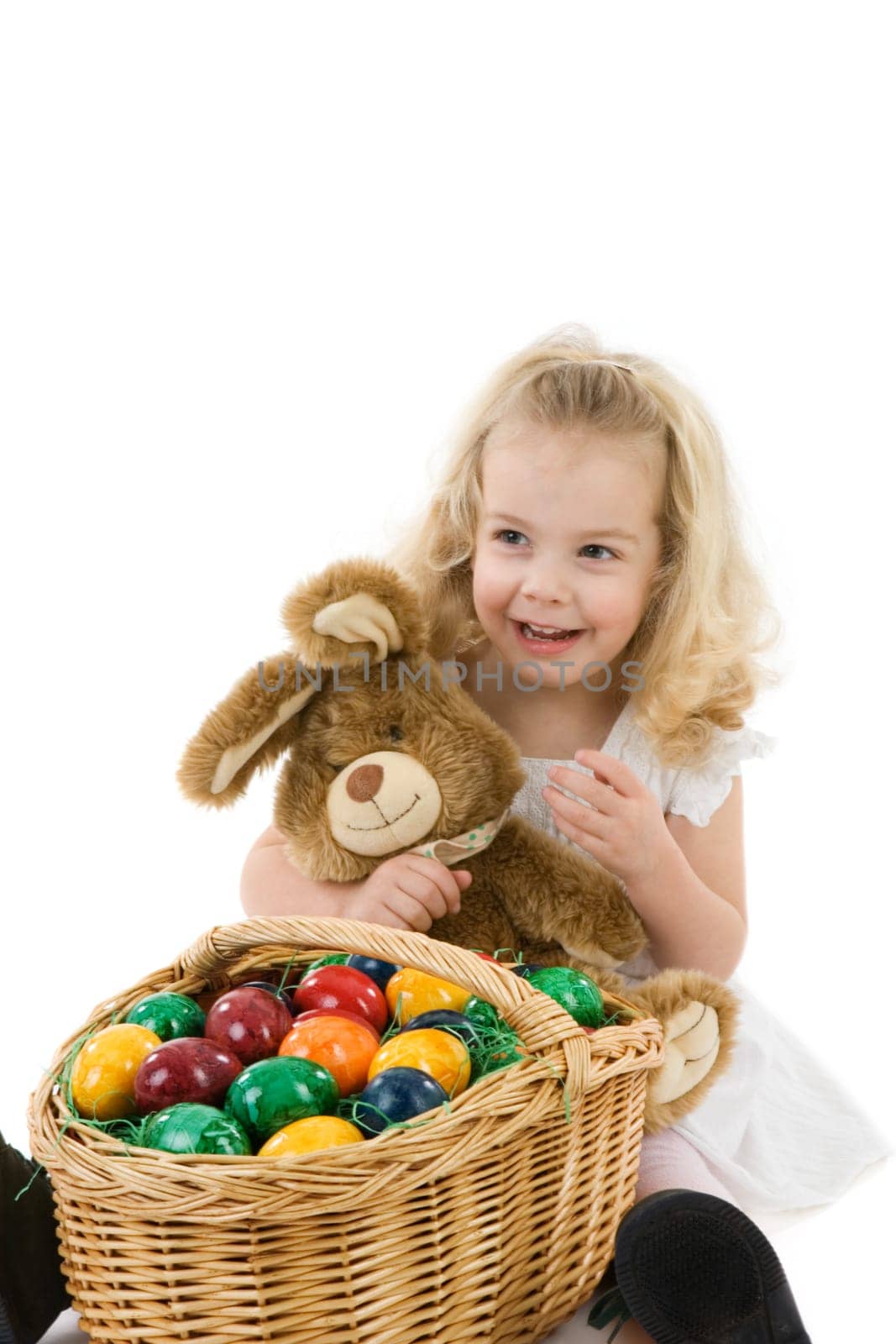 Girl with Easter eggs