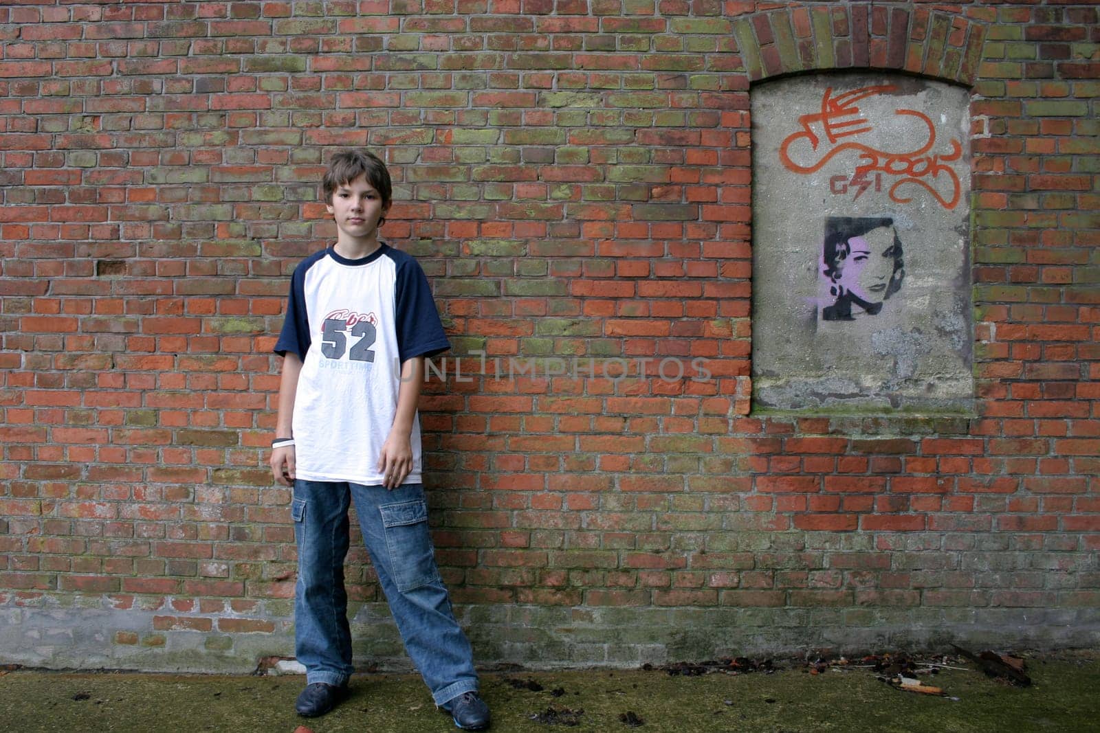 Teen,Brick Wall,Graffiti