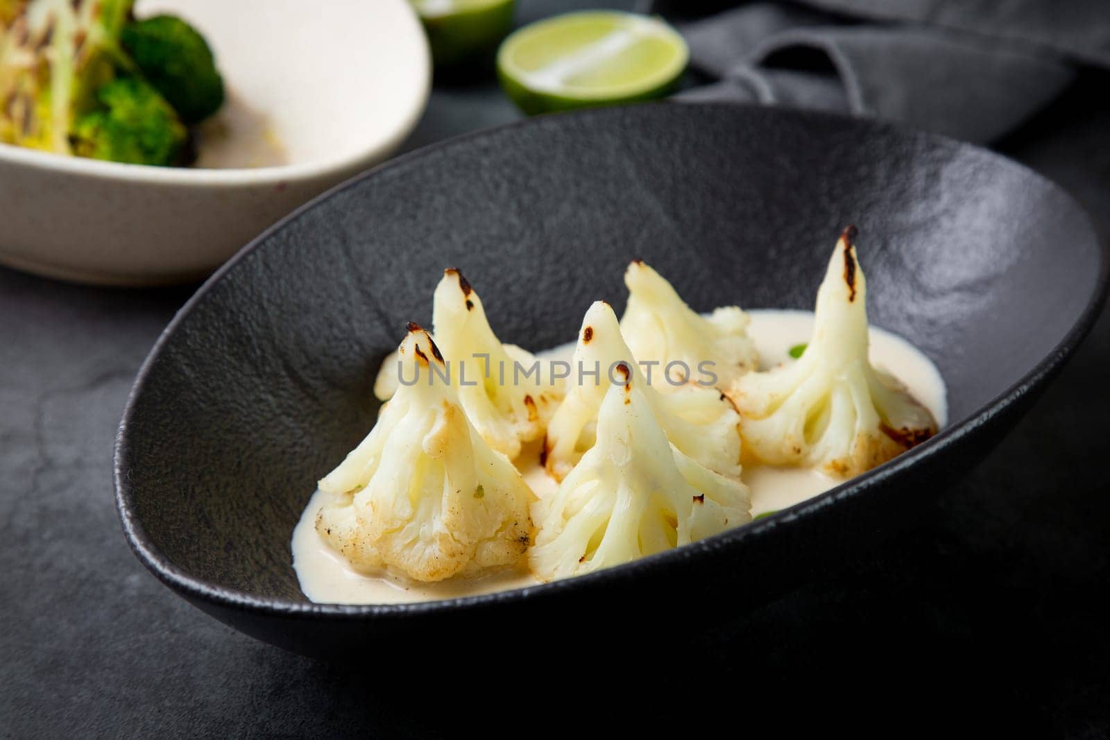 cooked cauliflower in mushroom sauce