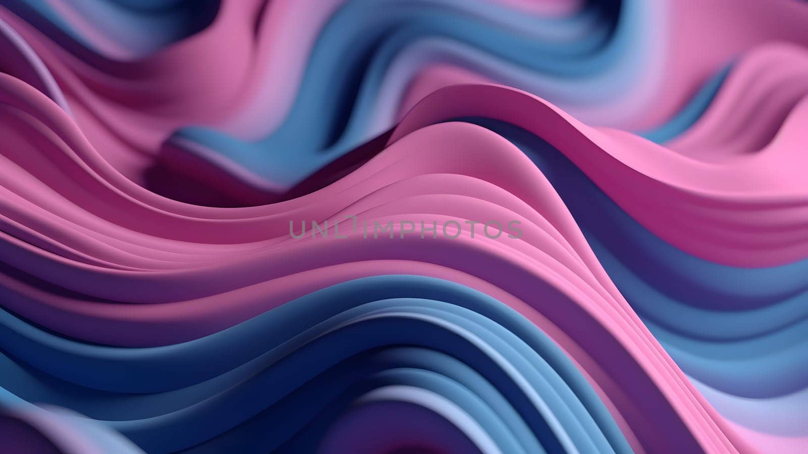 closeup abstract pink and blue volumetric wavy background, neural network generated image by z1b