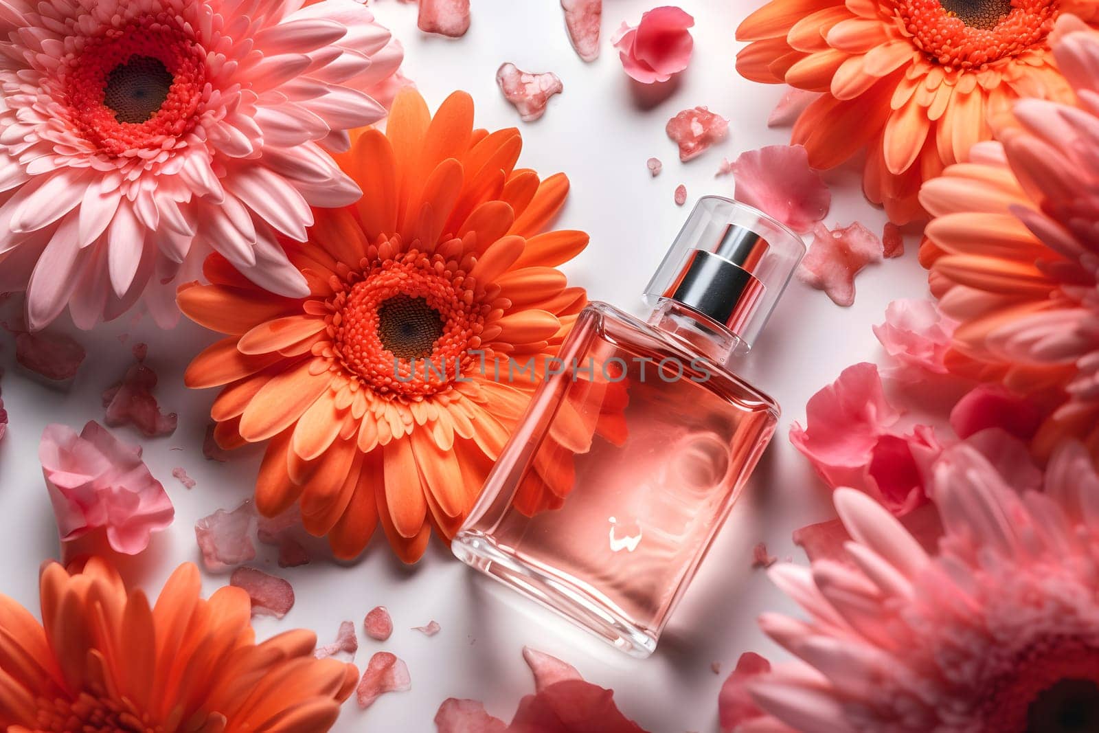 Flora branding and love concept - Coral daisy flowers pastel closeup background, neural network generated image by z1b