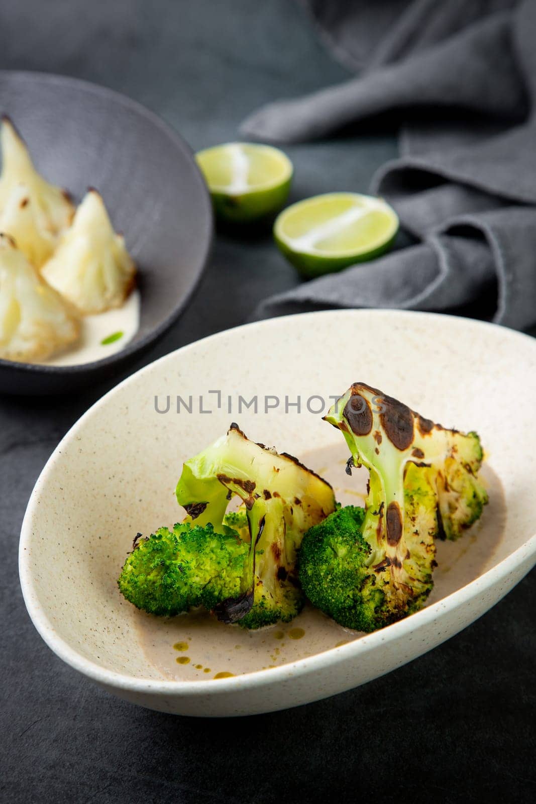 cooked broccoli in mushroom sauce and lime by tewolf