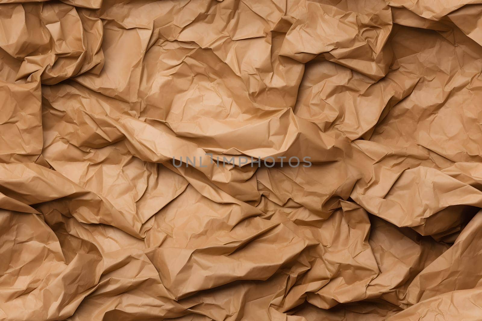 Crumpled brown paper seamless texture and background, neural network generated photorealistic image by z1b