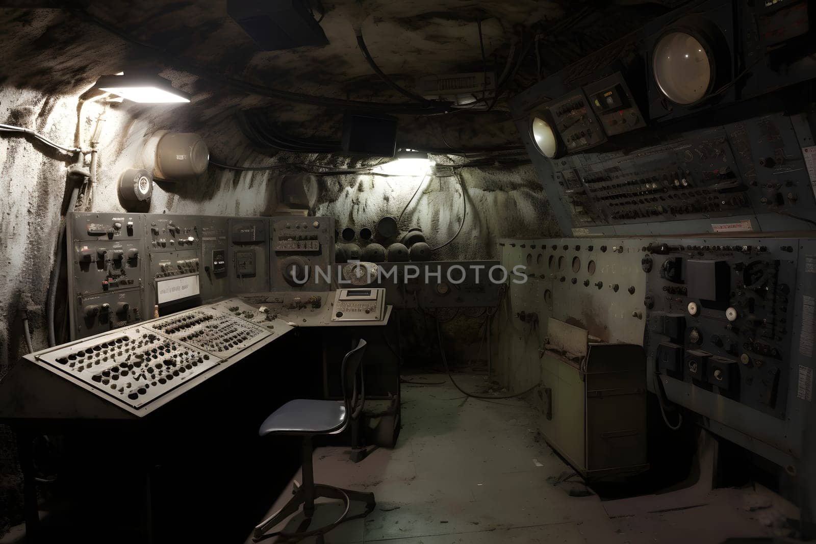 abandoned old unerground research laboratory. Neural network generated in May 2023. Not based on any actual scene or pattern.