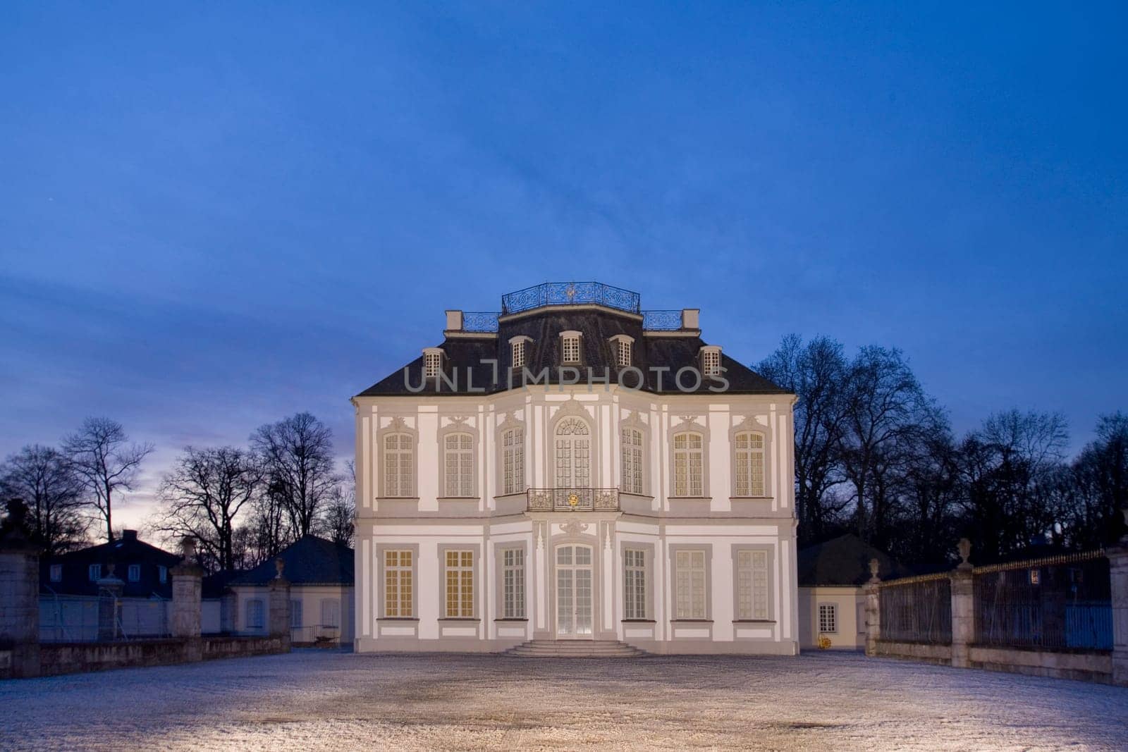 Falkenlust Castle at the blue hour