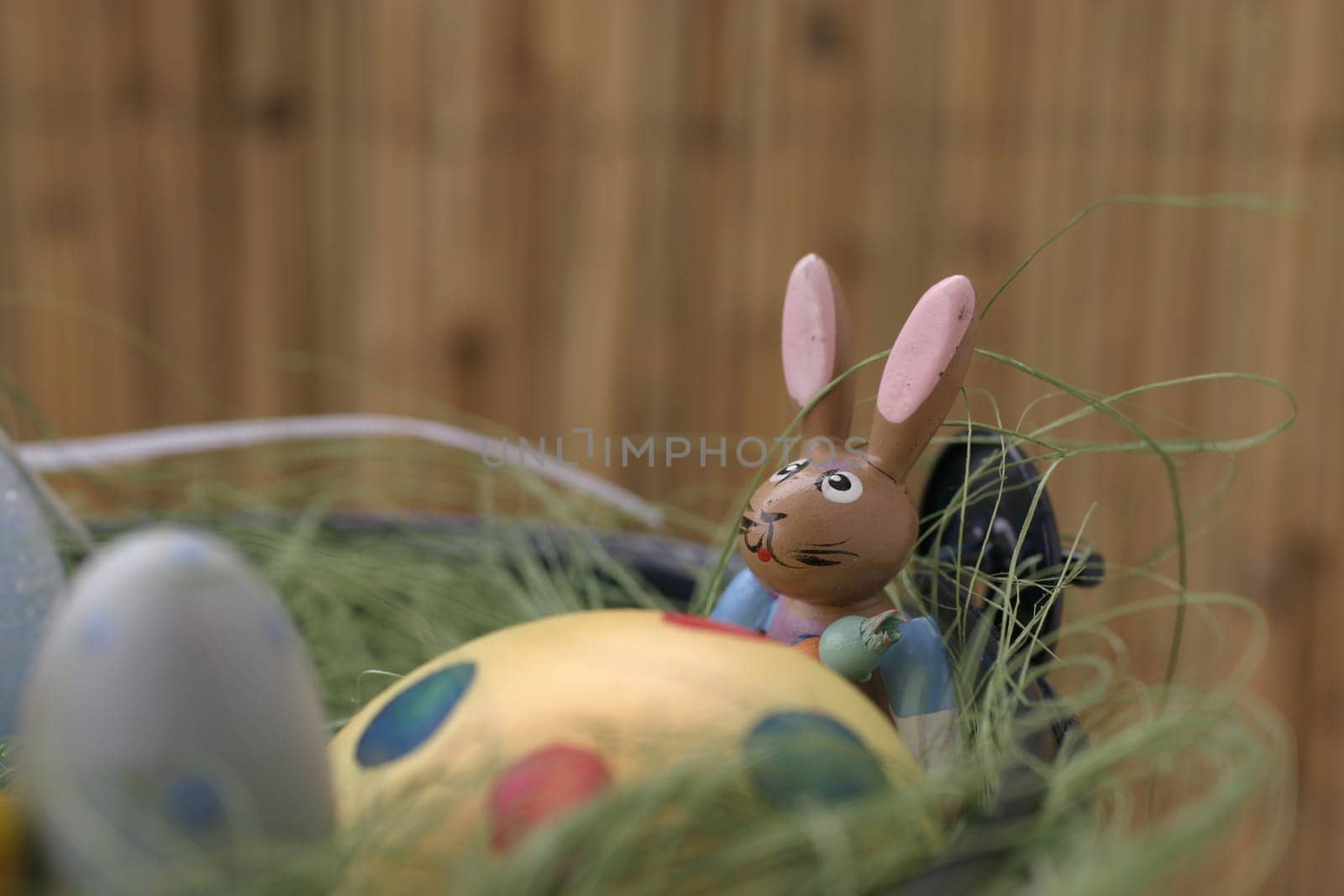 Decorative Easter bunny in the Easter basket