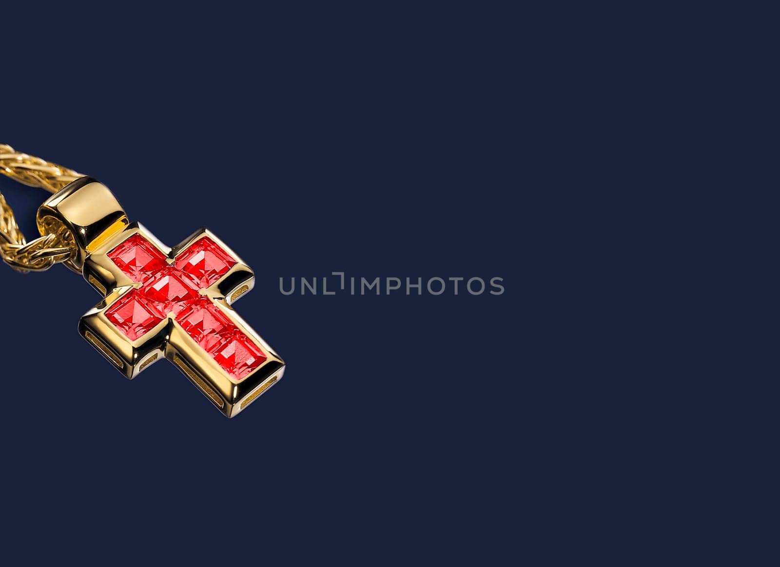 Cross pendant - jewelry - ruby red