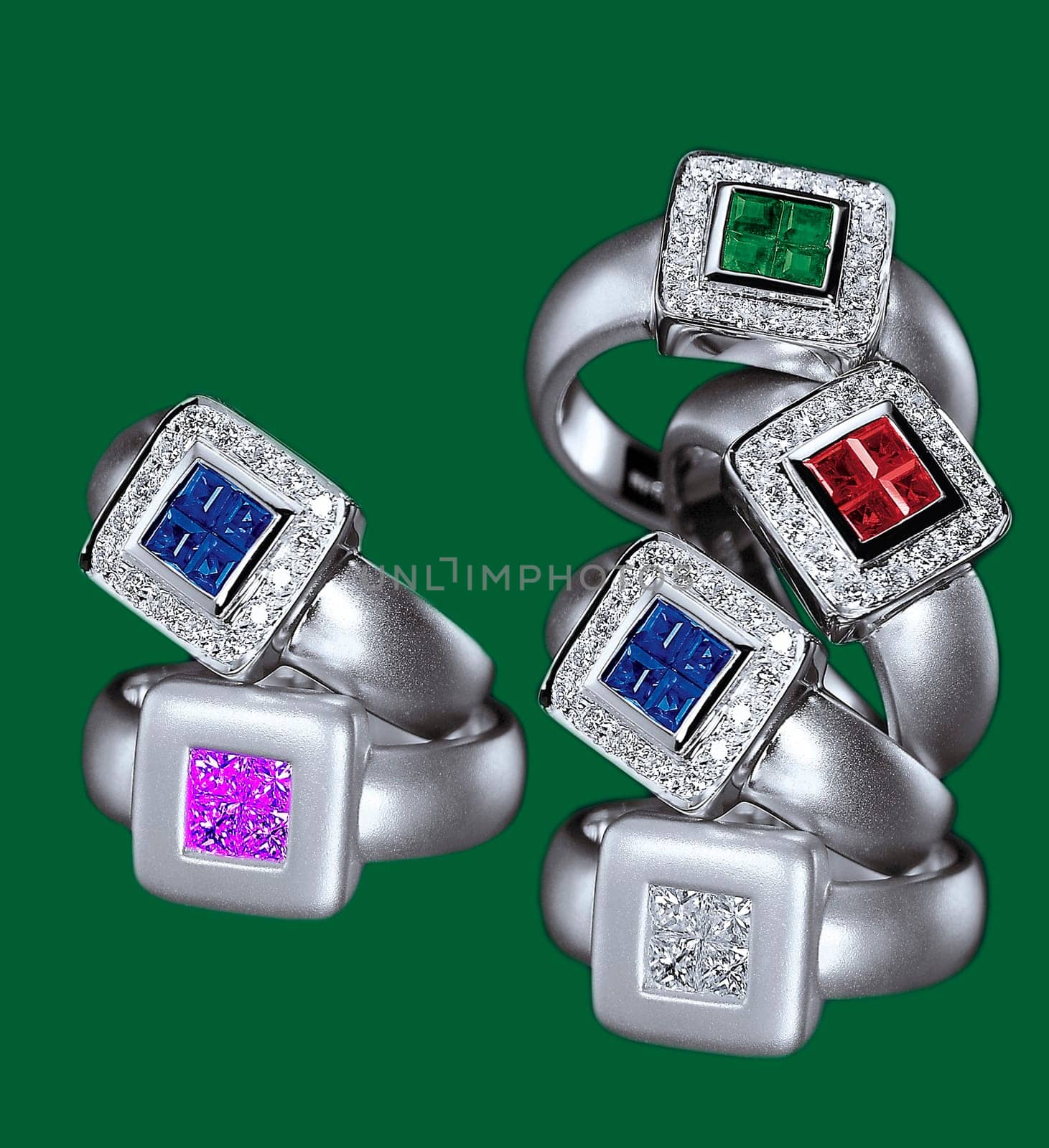 Color selection - silver rings with stones