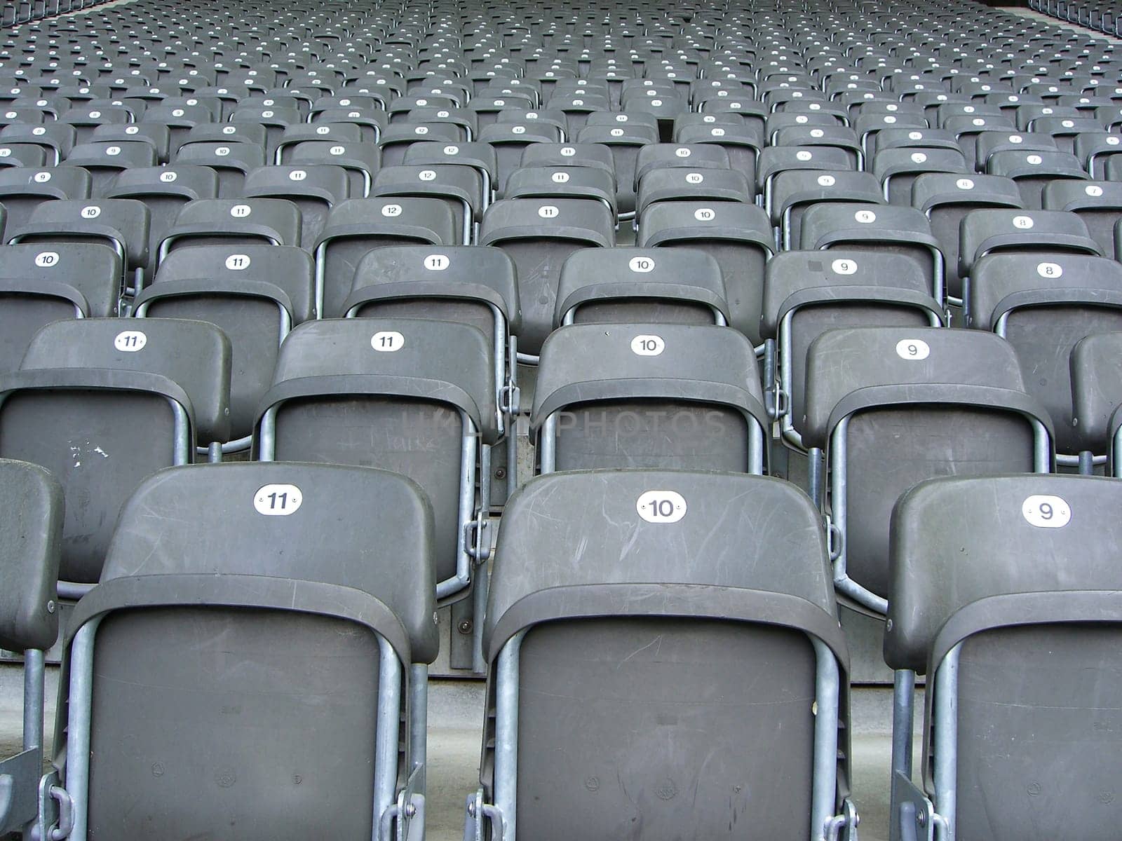 Rows of seats in the stadium