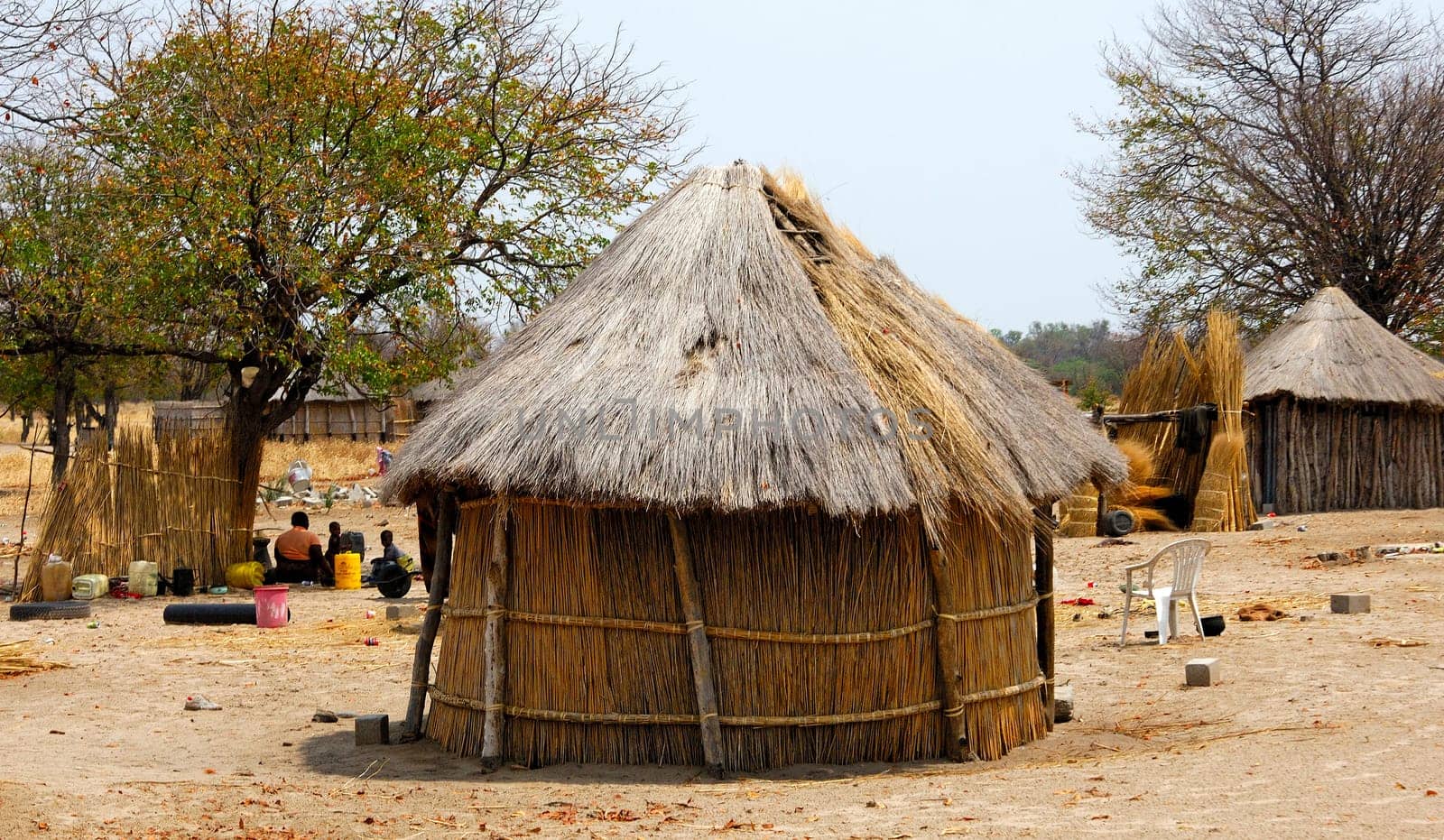 Typical African round hut in a settlement,Daunara district,Botswana
