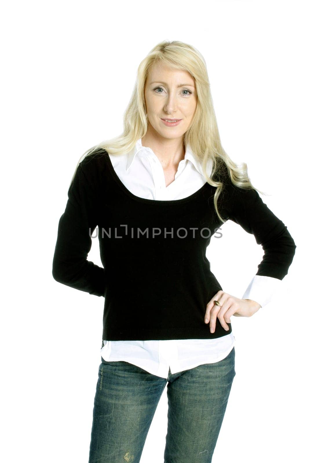 Young blonde woman in jeans