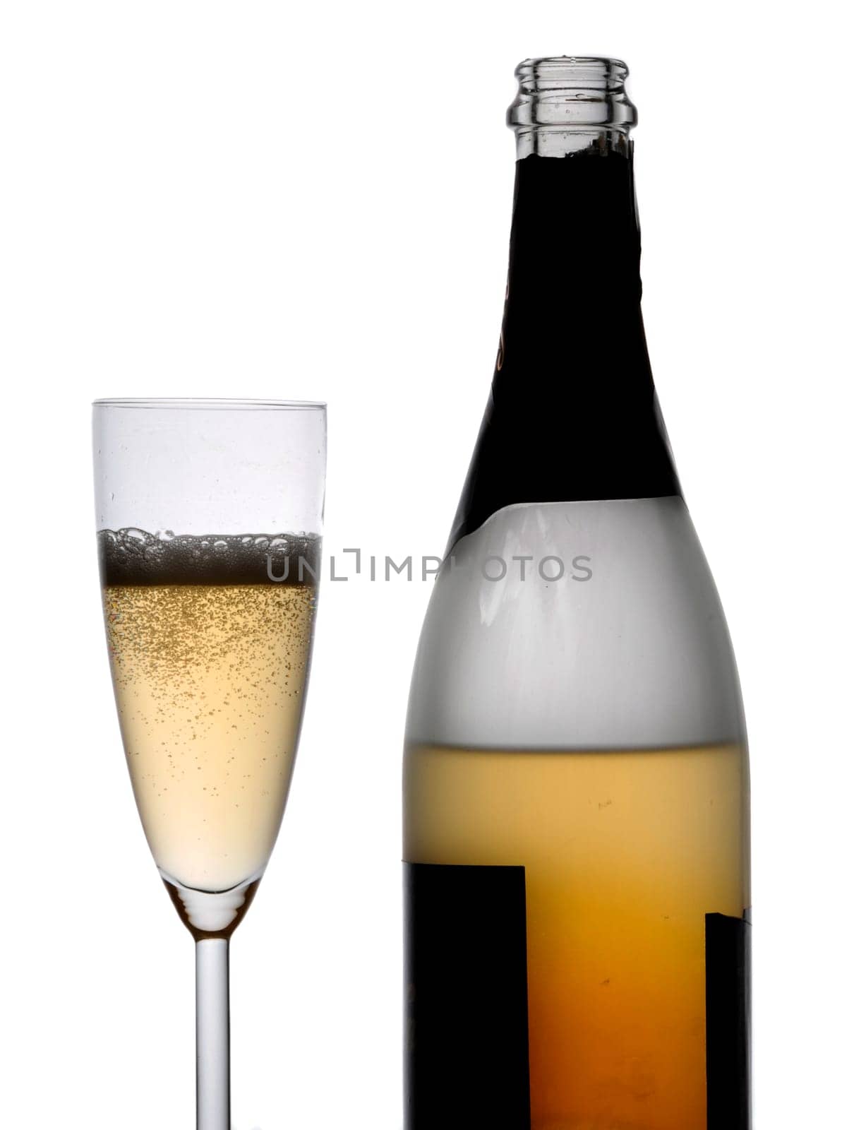 Champagne glass with bottle