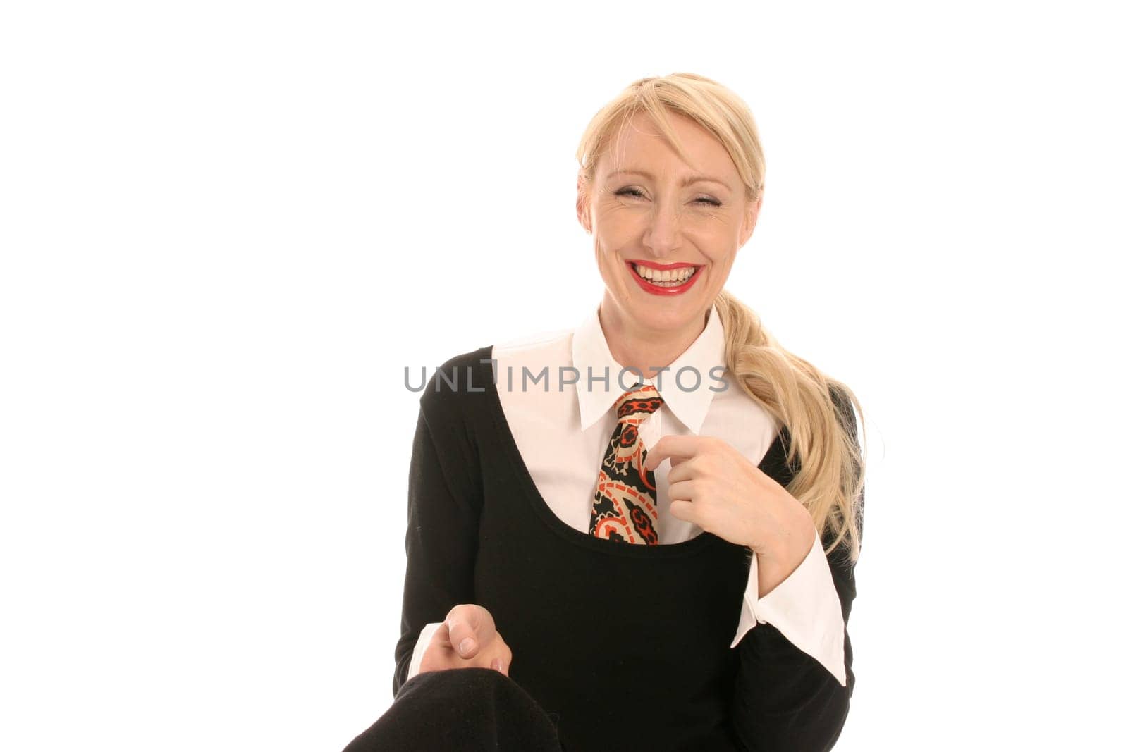Young blonde woman with tie