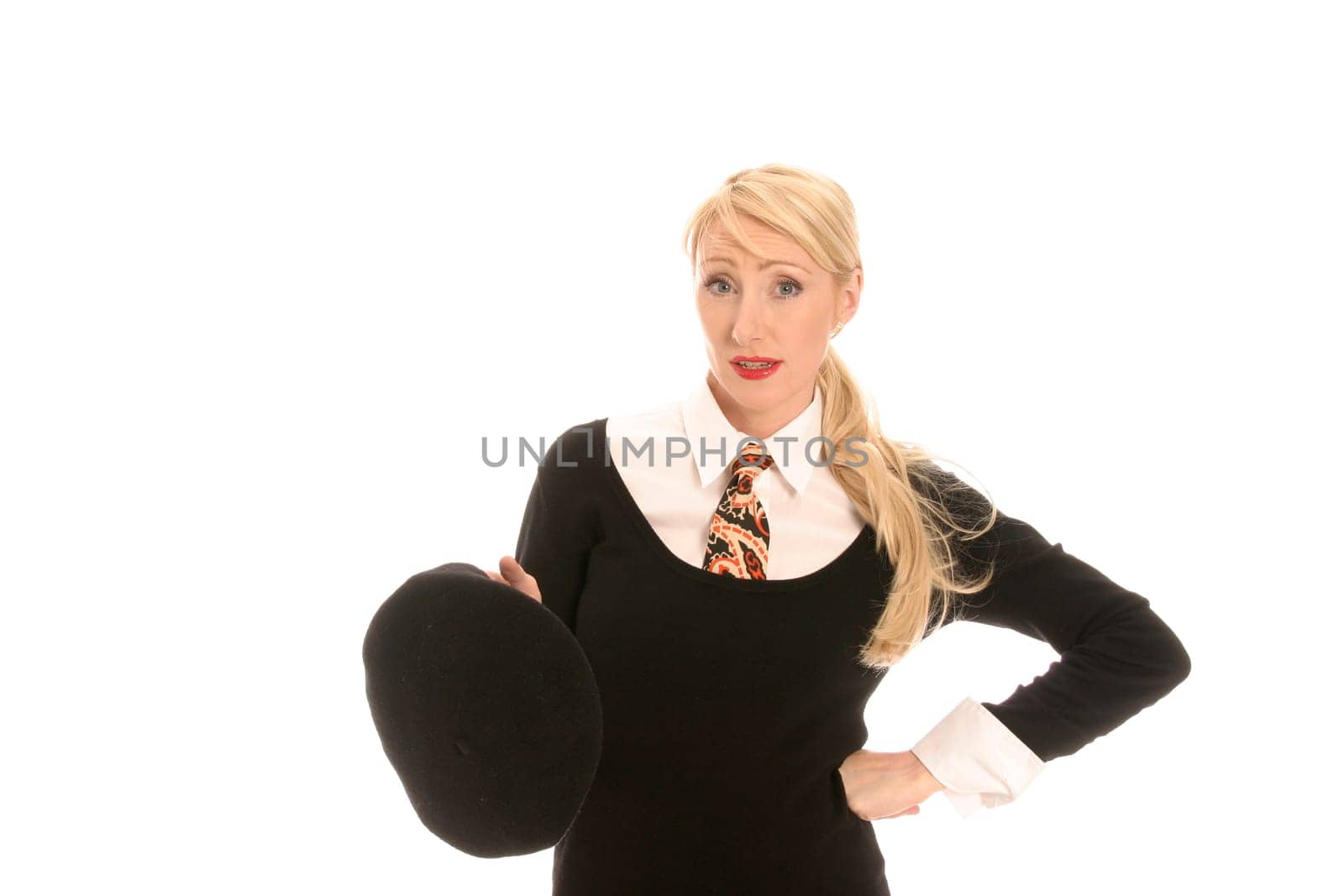 Young blonde woman with tie