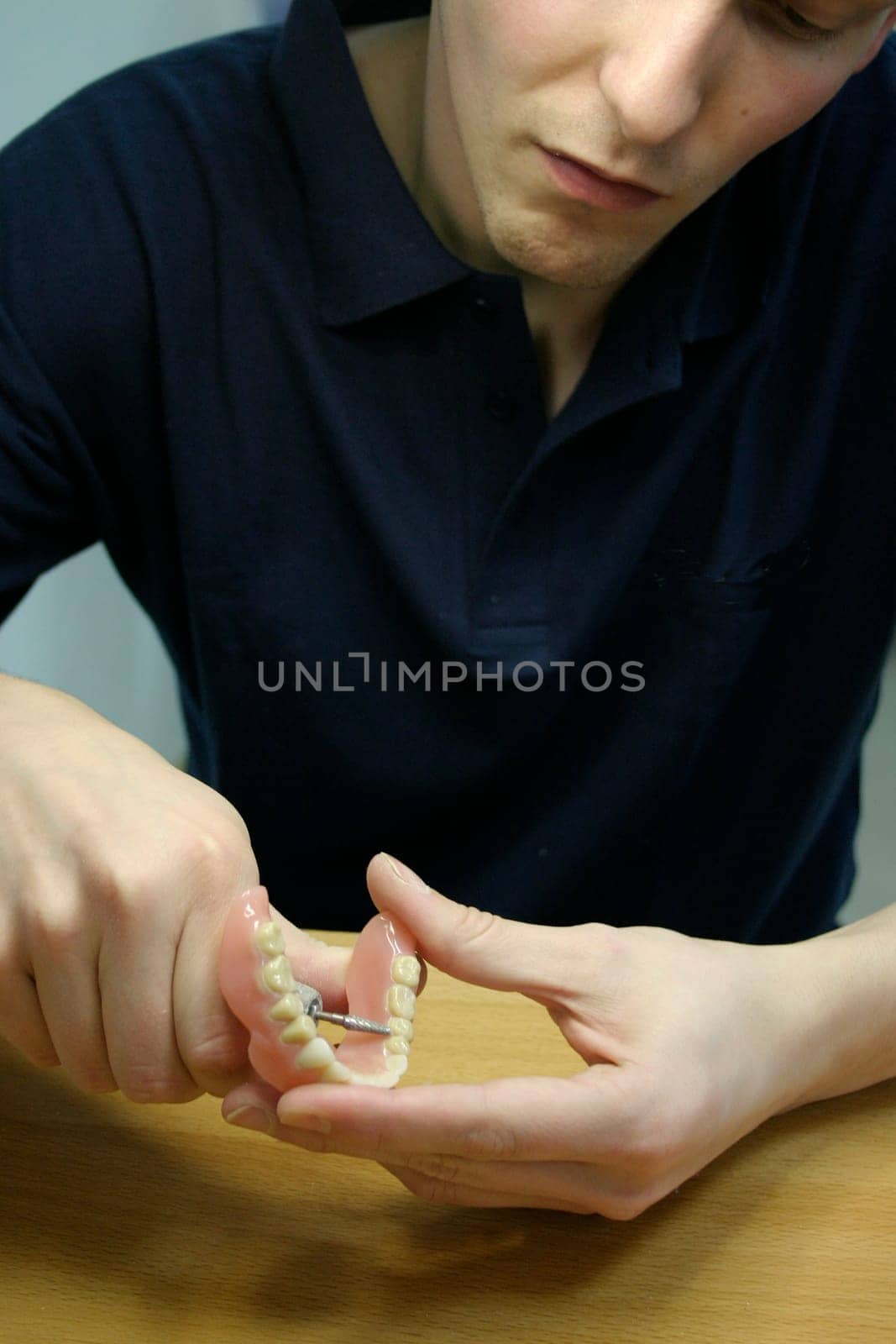 Trainee in the dental laboratory