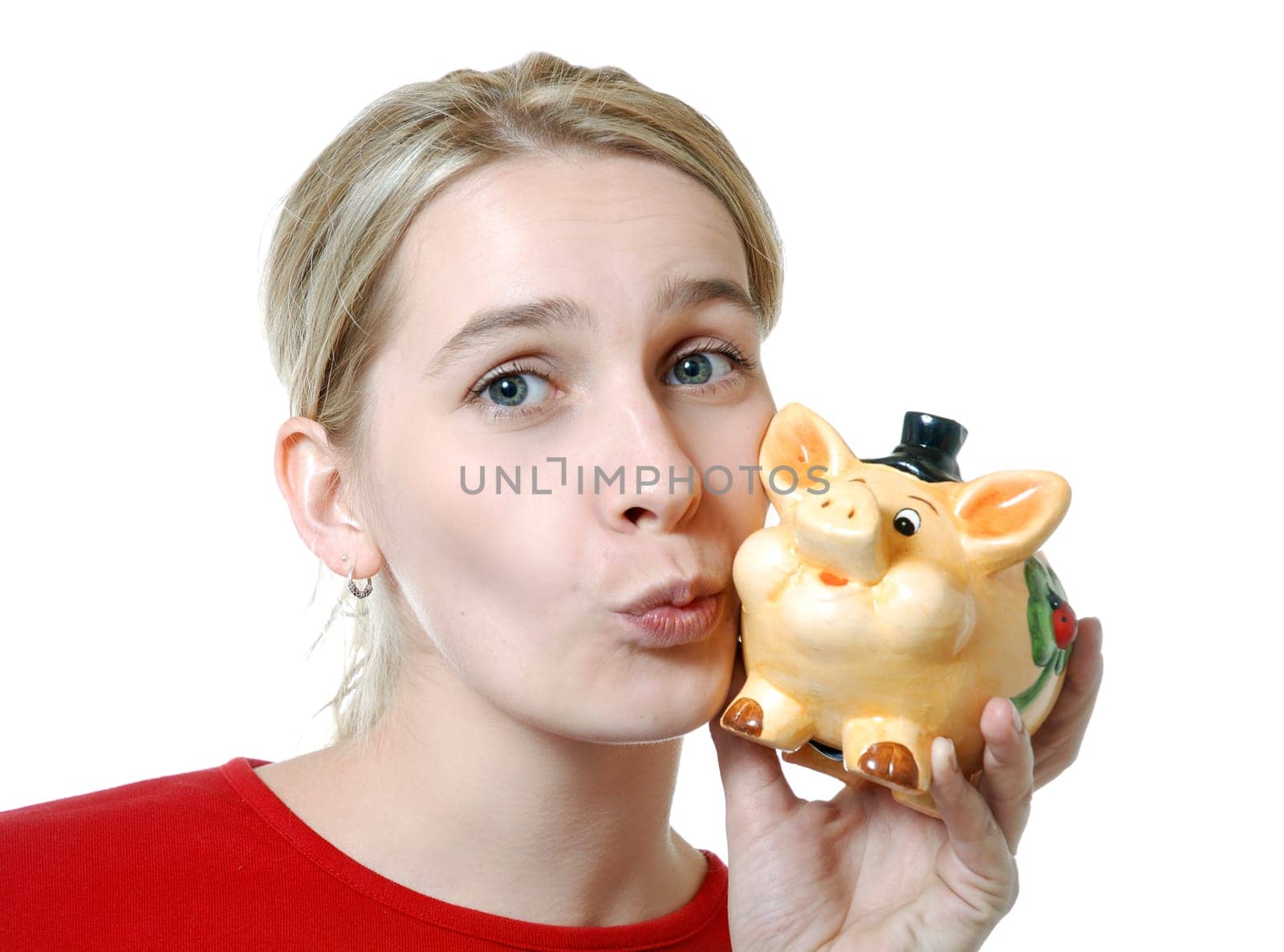 Woman with piggy bank