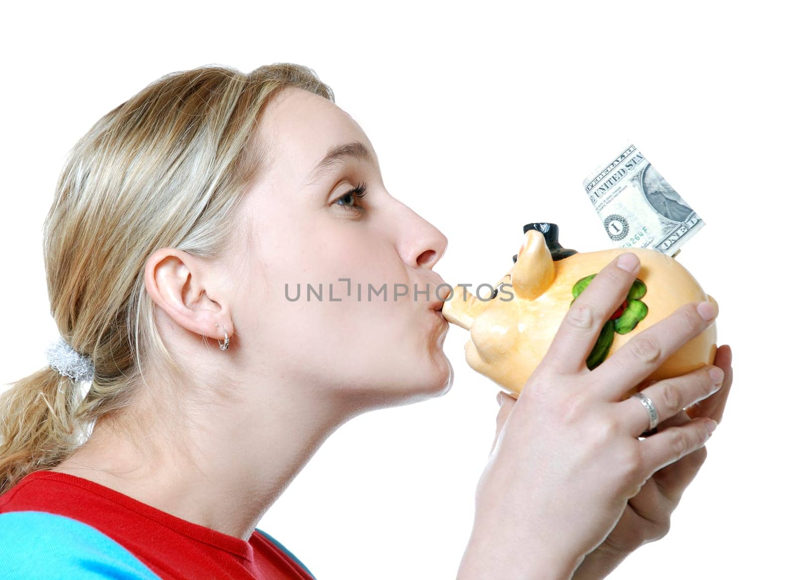 Woman with piggy bank