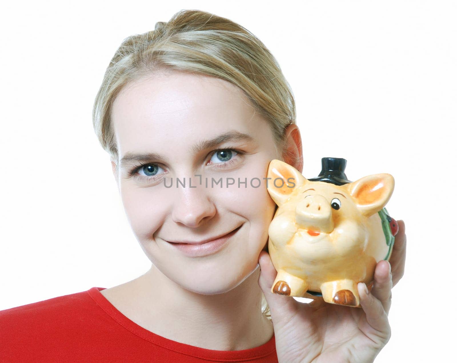 Woman with piggy bank