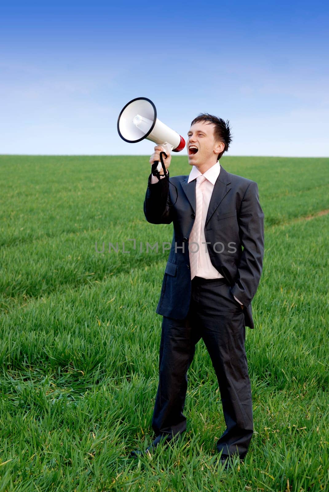 Man with megaphone