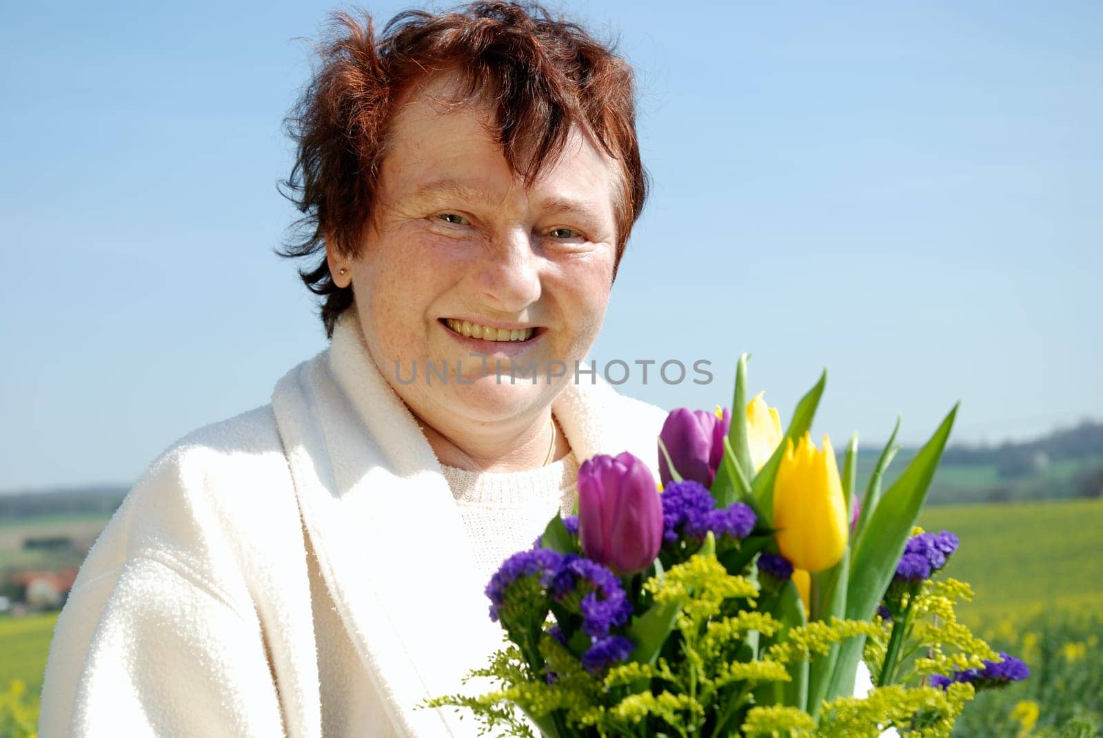 Woman with flowers
