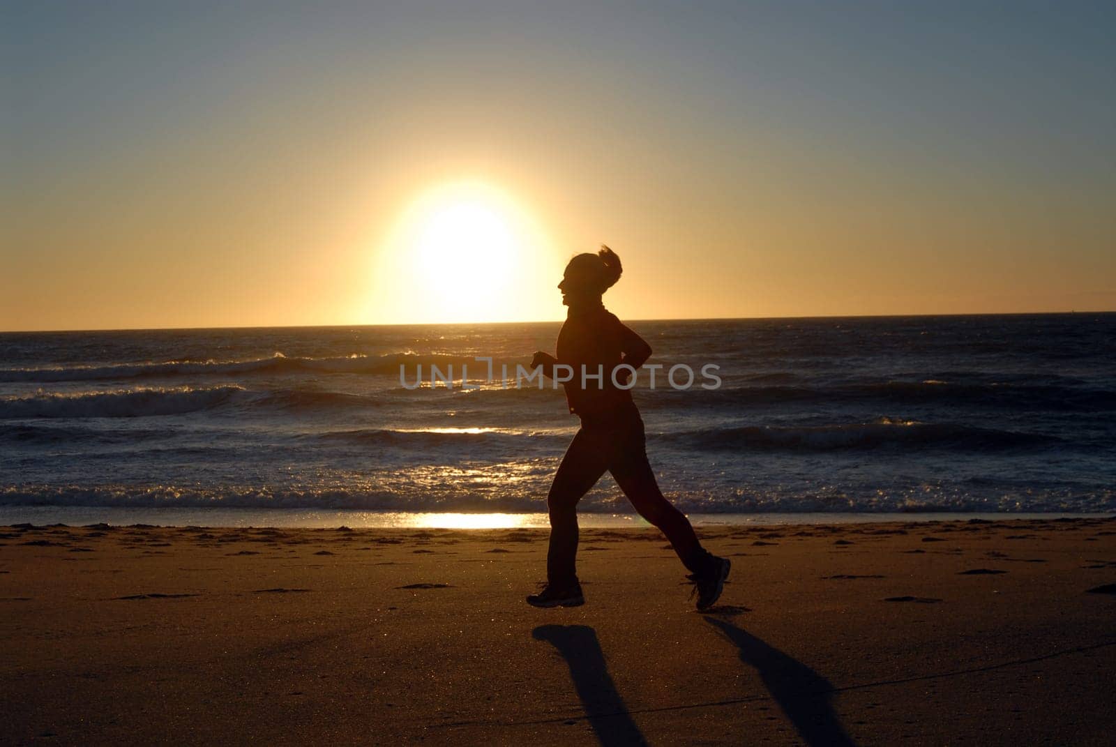 Jogging at sunset
