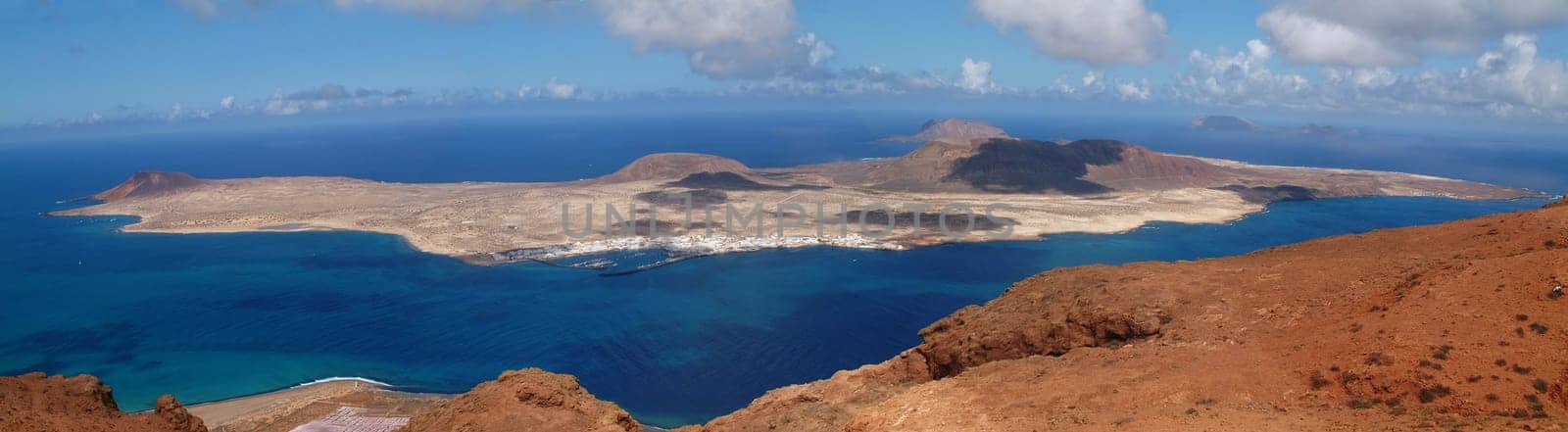 seen from Lanzarote. Panorama of 5 images