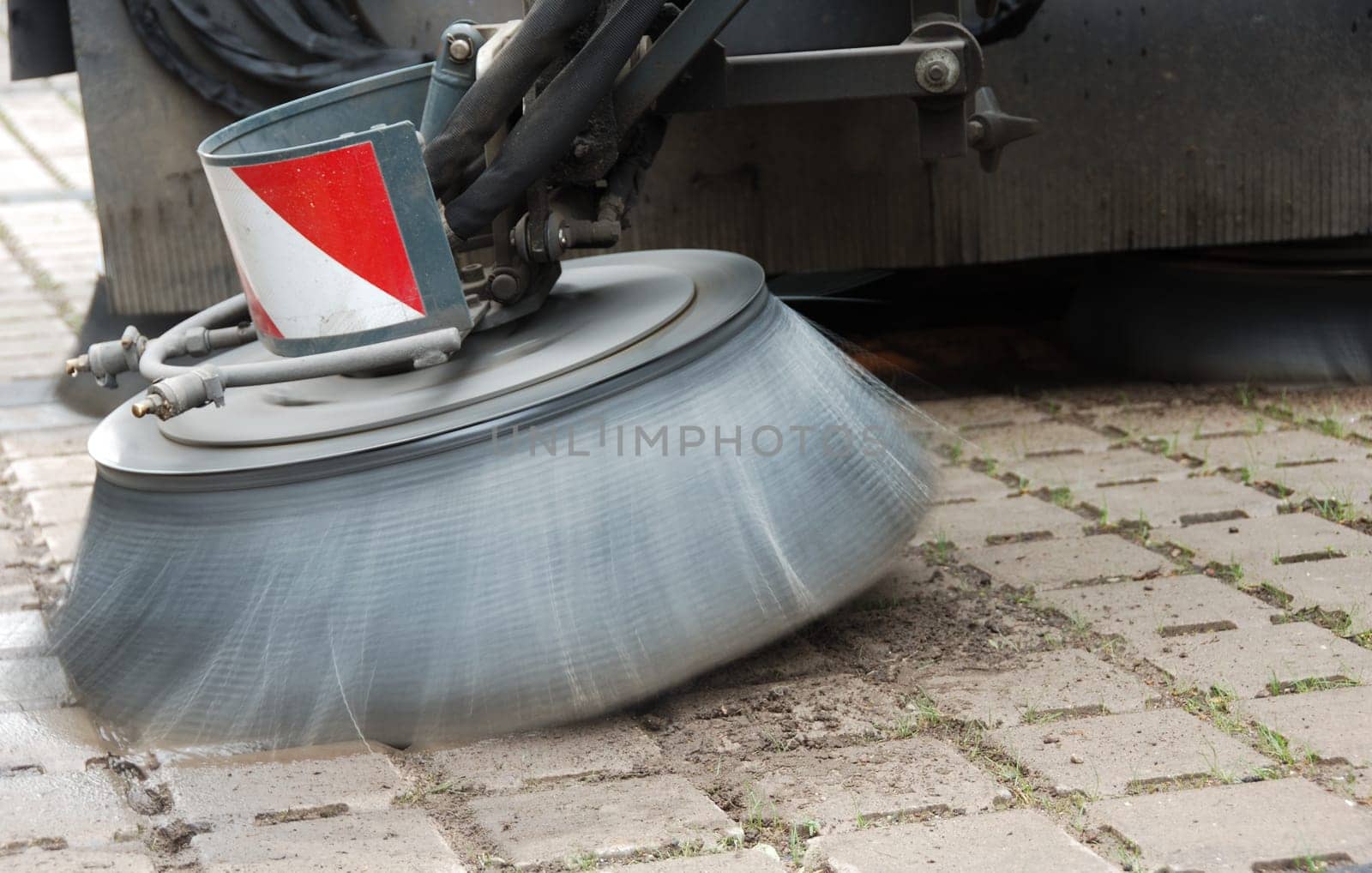 Street cleaning with sweeper