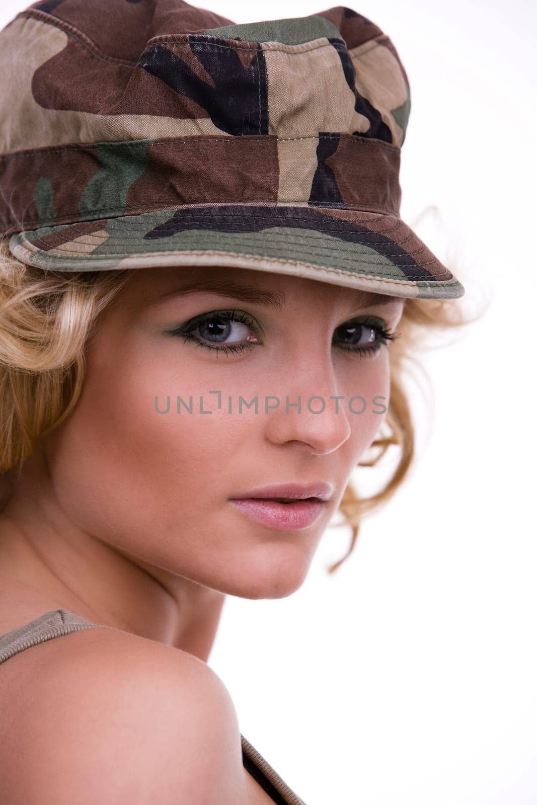 Portrait of woman with military cap 2