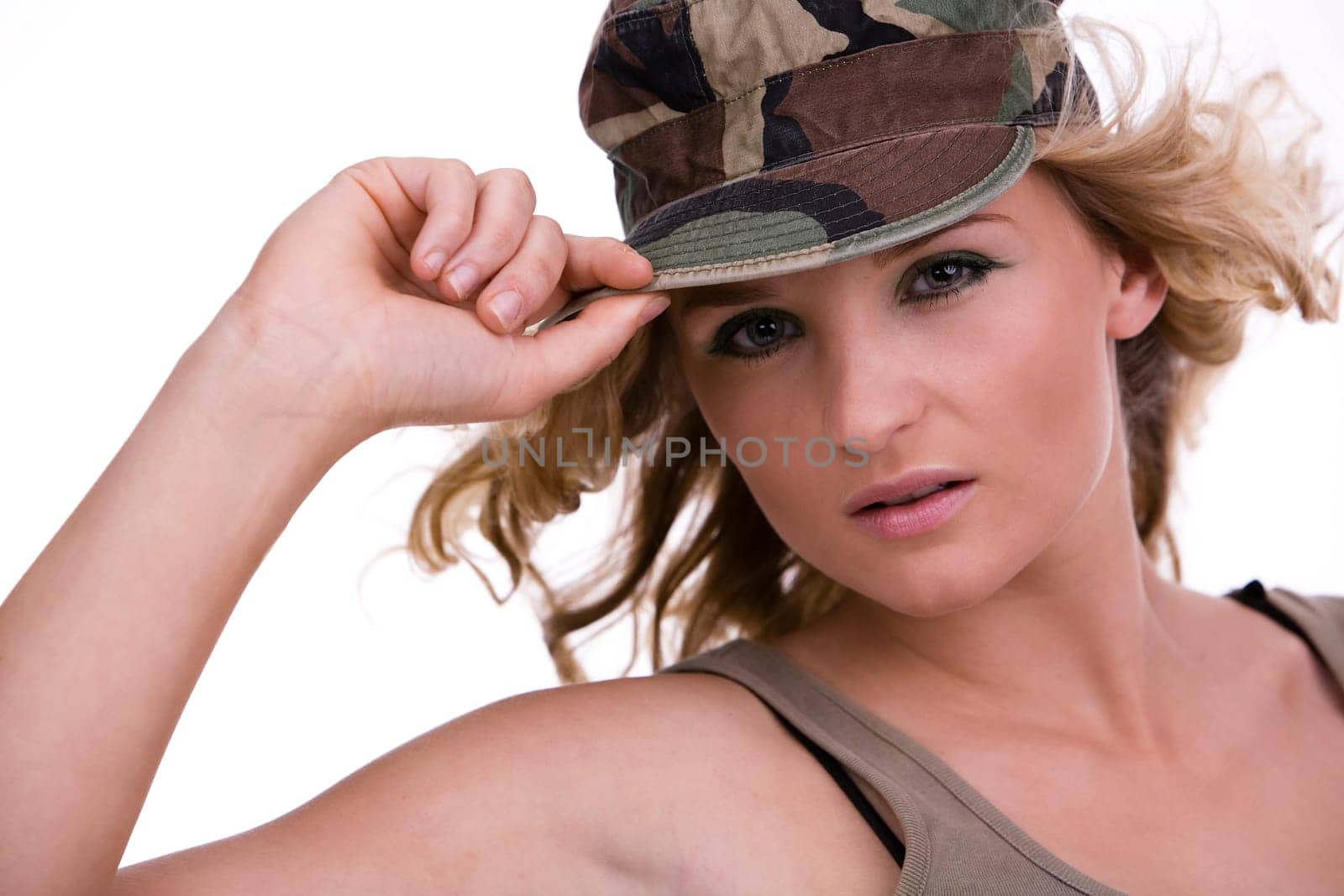Portrait of woman with military cap