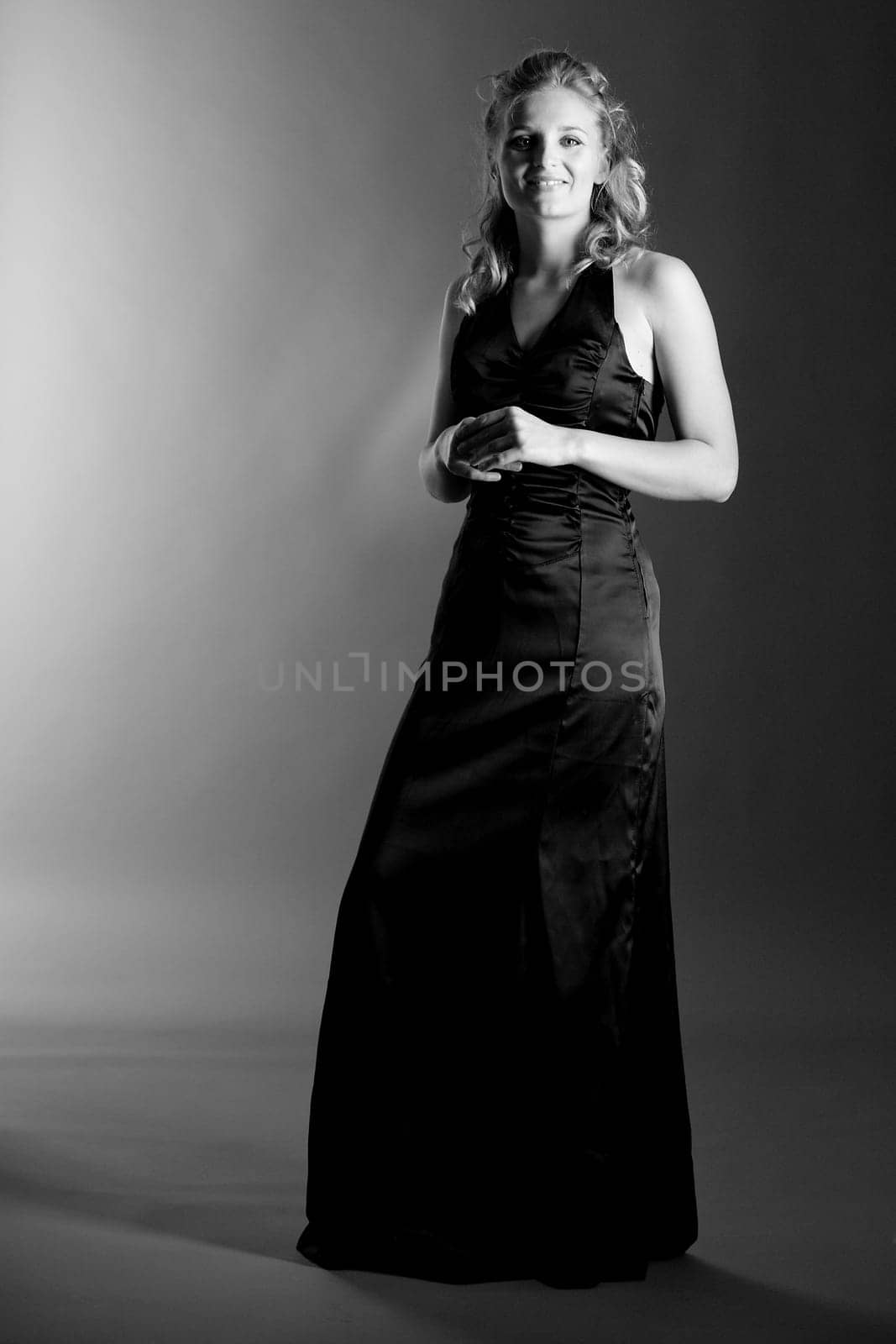 Woman with evening dress in b&w I
