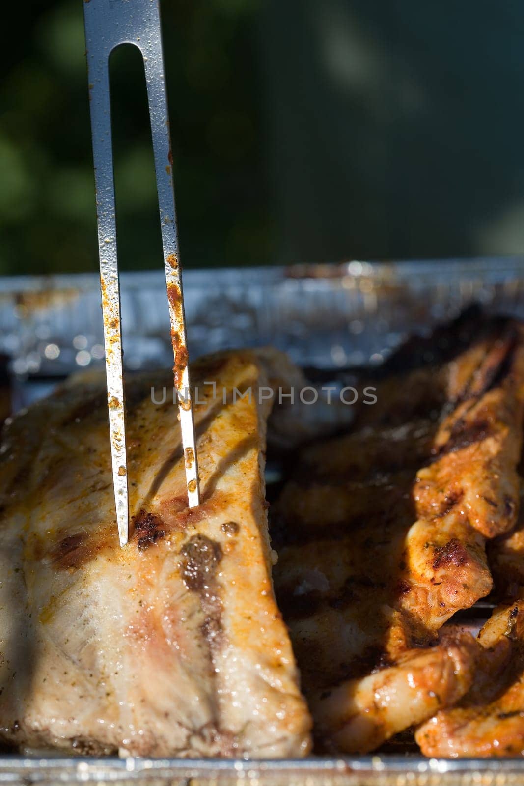 Meat on grill