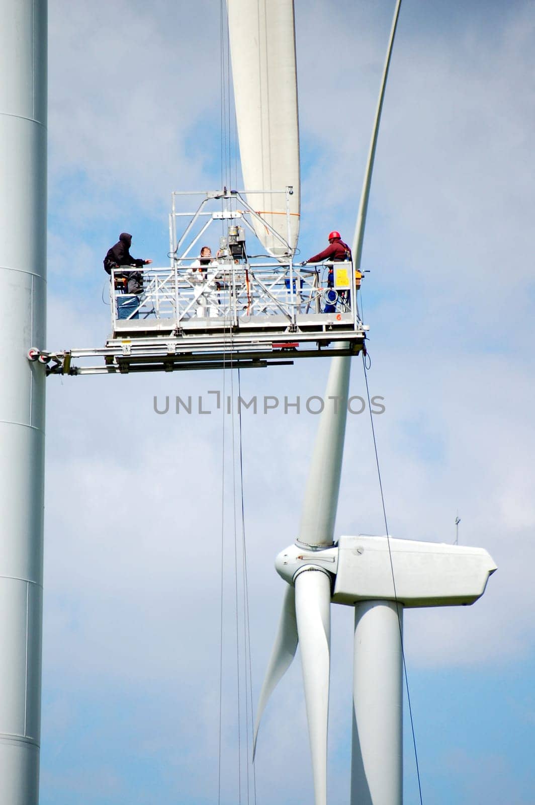 Workers at wind turbine