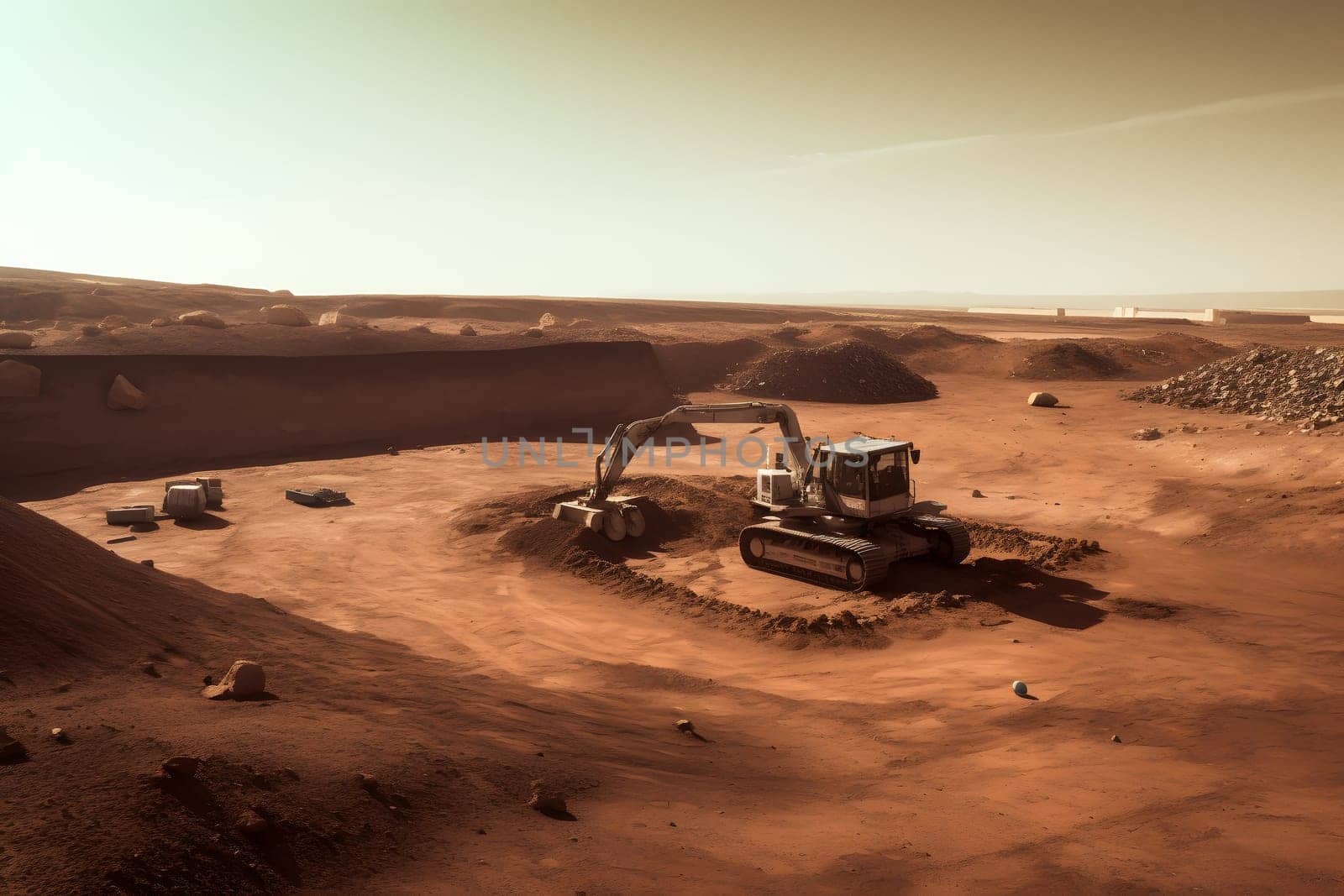 construction site on Mars planet surface, neural network generated photorealistic image by z1b