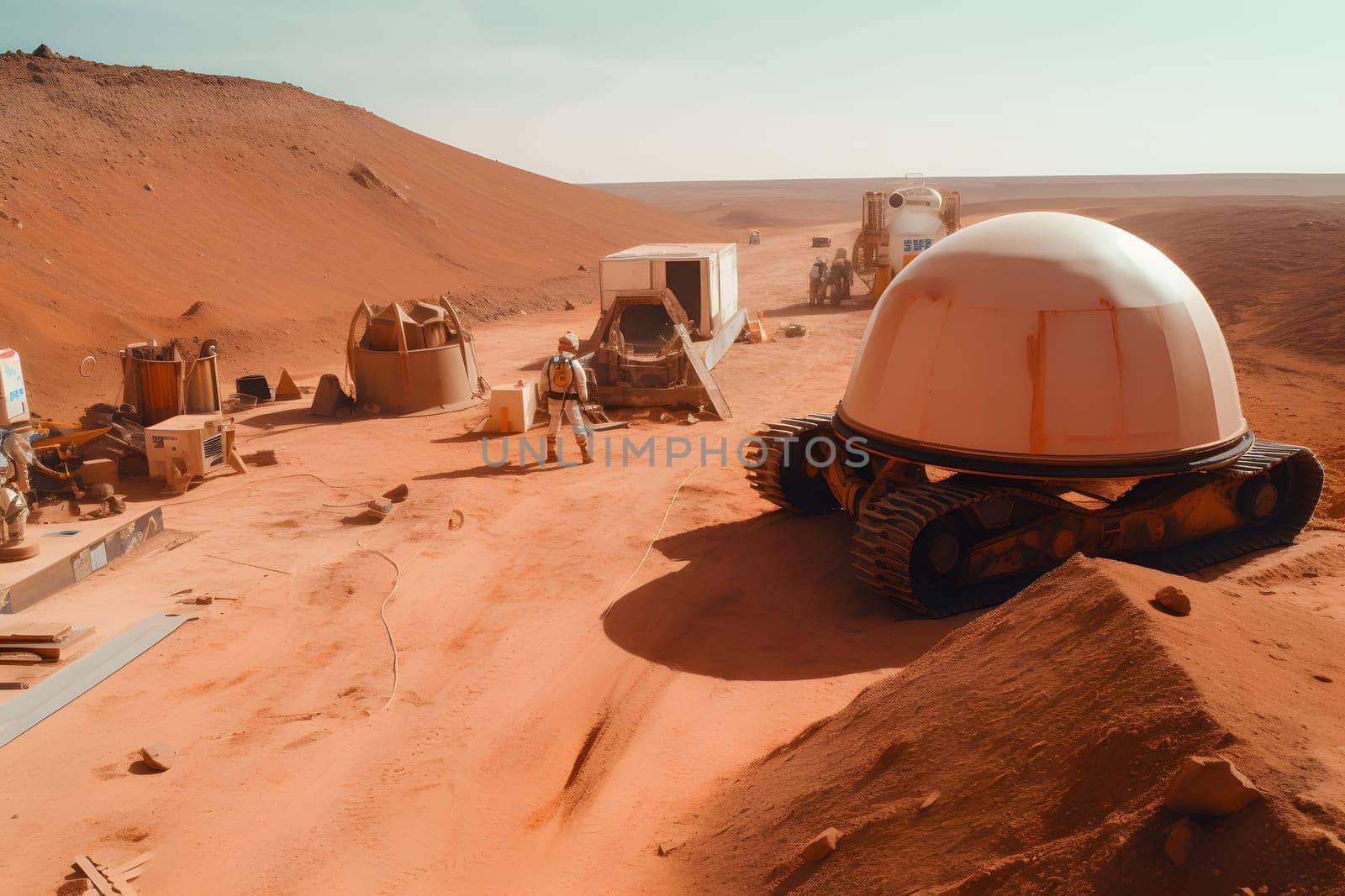construction site on Mars planet surface, neural network generated photorealistic image by z1b