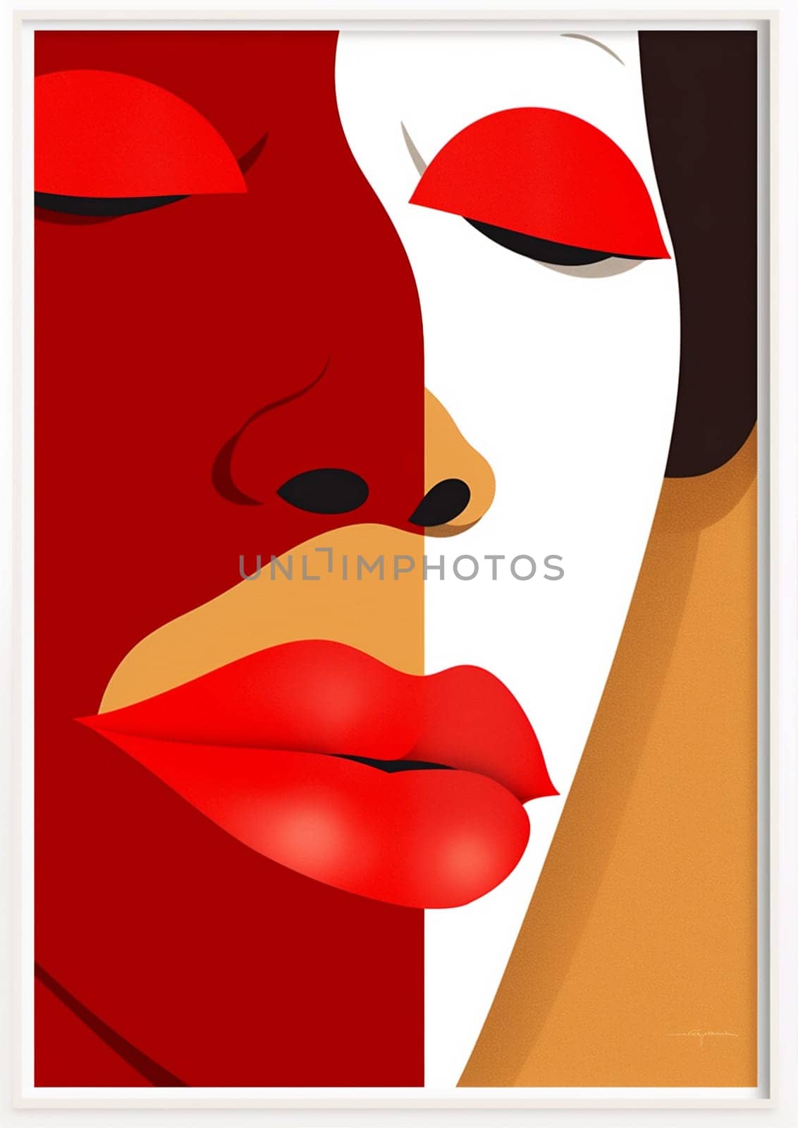 woman illustration teeth toothpaste fashion poster pop teeth lip smile red with lipstick. Generative AI. by Vichizh