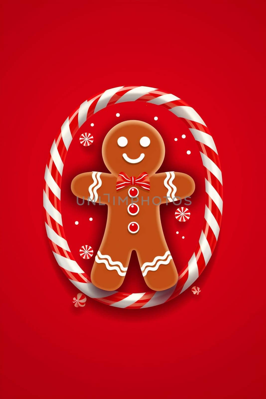 man food gingerbread decoration holiday red christmas background sweet cookie caramel season. Generative AI. by Vichizh