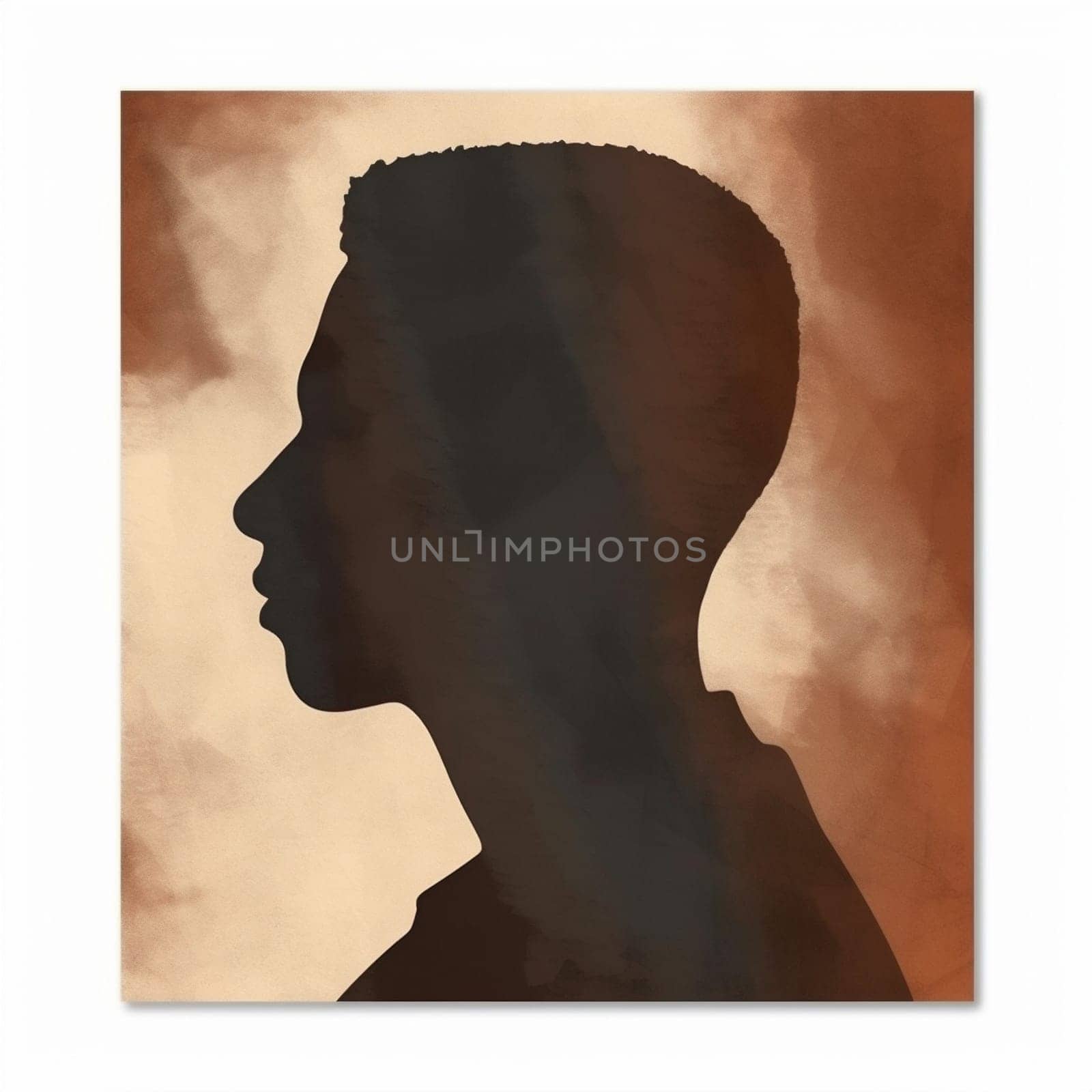 man isolated poster head light black face avatar guy drawing handsome american male human dark model african silhouette person skin profile. Generative AI.