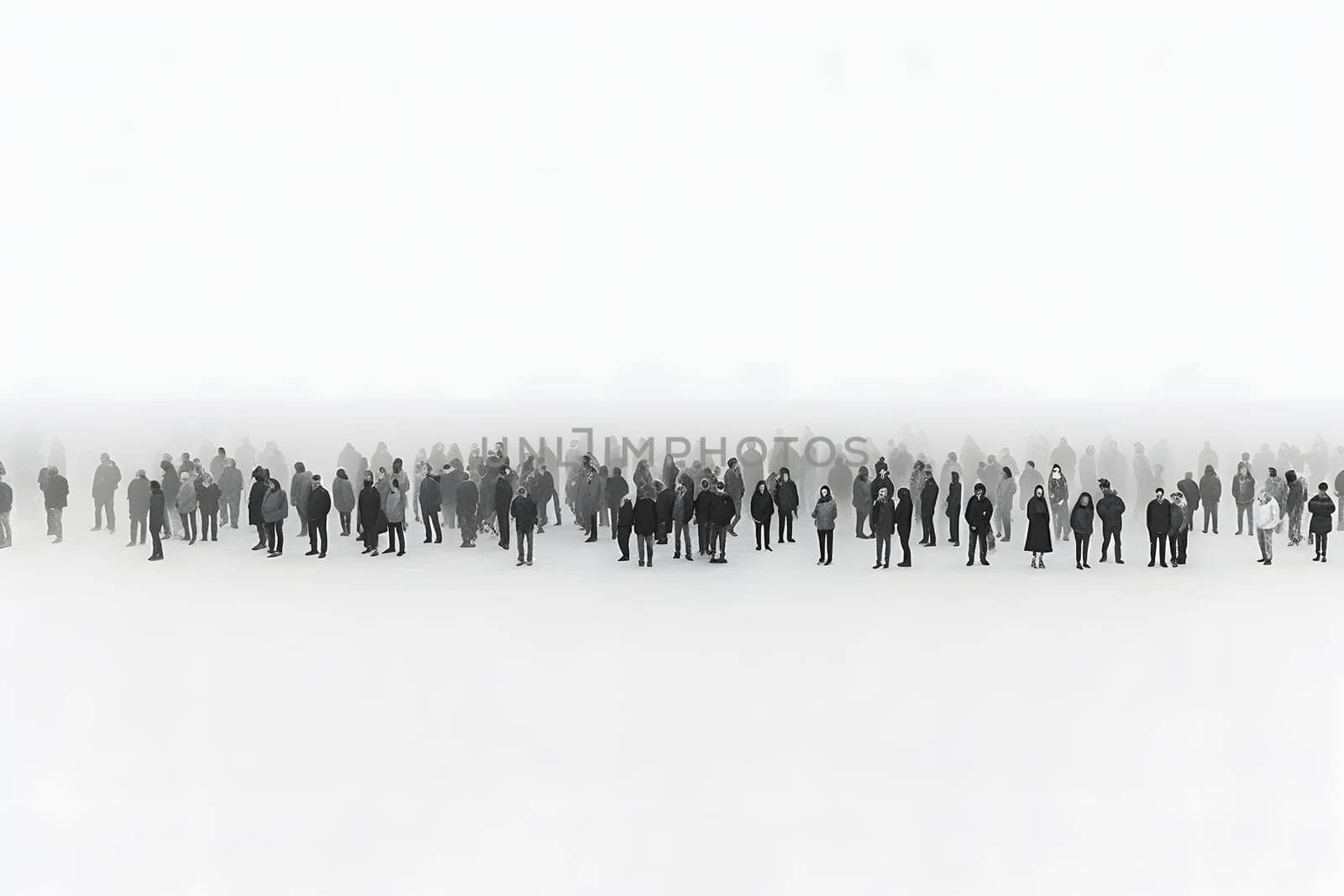 big crowd of people on white background. Neural network generated in May 2023. Not based on any actual person, scene or pattern.