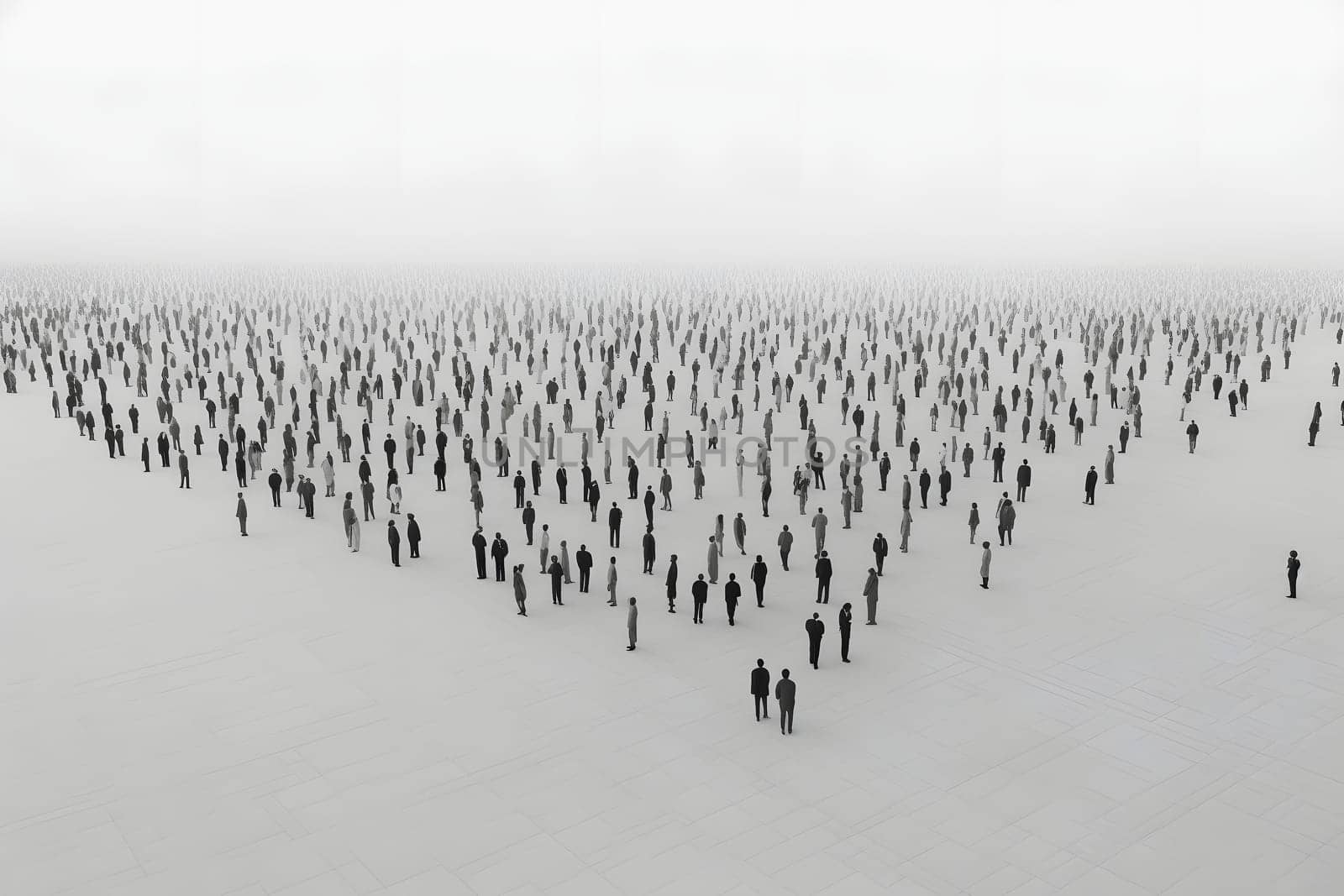 big crowd of people on white background. Neural network generated in May 2023. Not based on any actual person, scene or pattern.