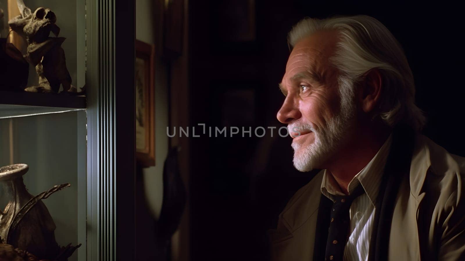wishful thinking, portrt of senior caucasian handsome man looking thoughtfully. Not based on any actual person, scene or pattern.