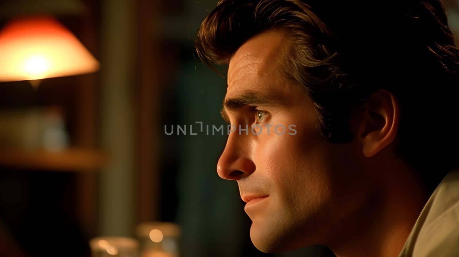 wishful thinking, portrt of young adult caucasian handsome man looking thoughtfully. Not based on any actual person, scene or pattern.