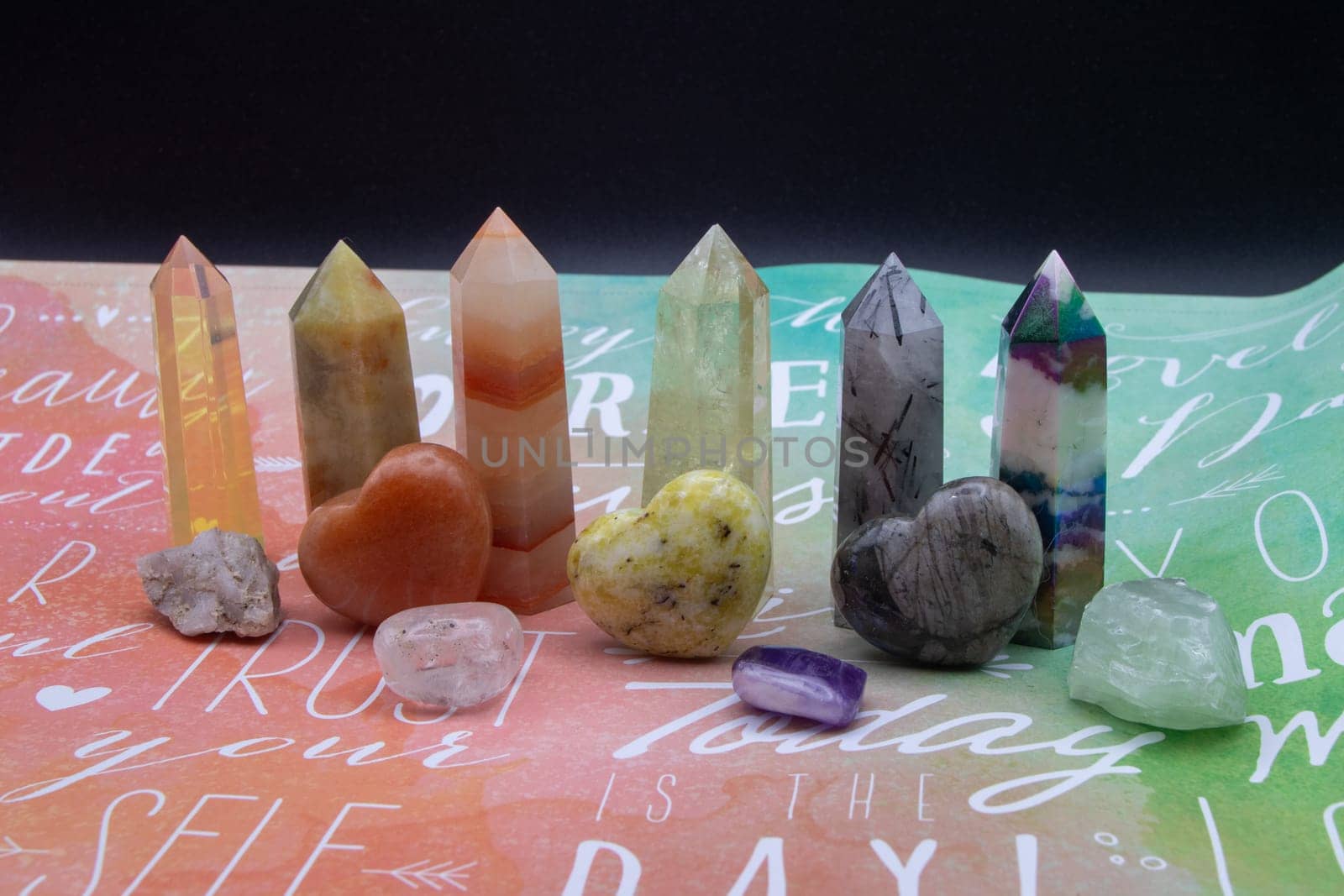 Healing chakra crystals background Wicca, meditation collection by gena_wells